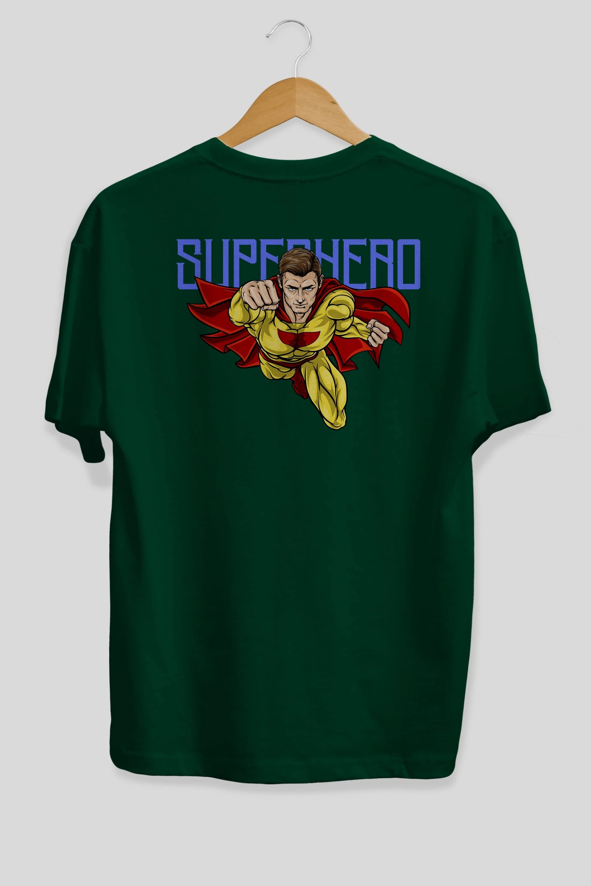 Super Hero Arka Baskılı Oversize t-shirt Erkek Kadın Unisex
