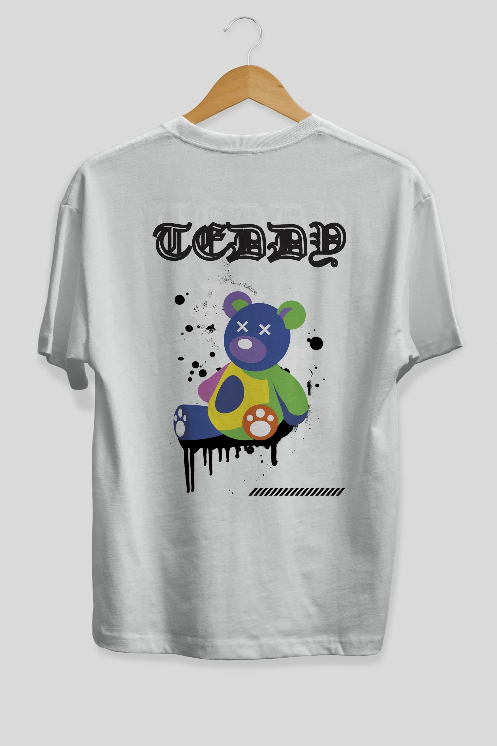 Teddy Bear Arka Baskılı Oversize t-shirt Erkek Kadın Unisex