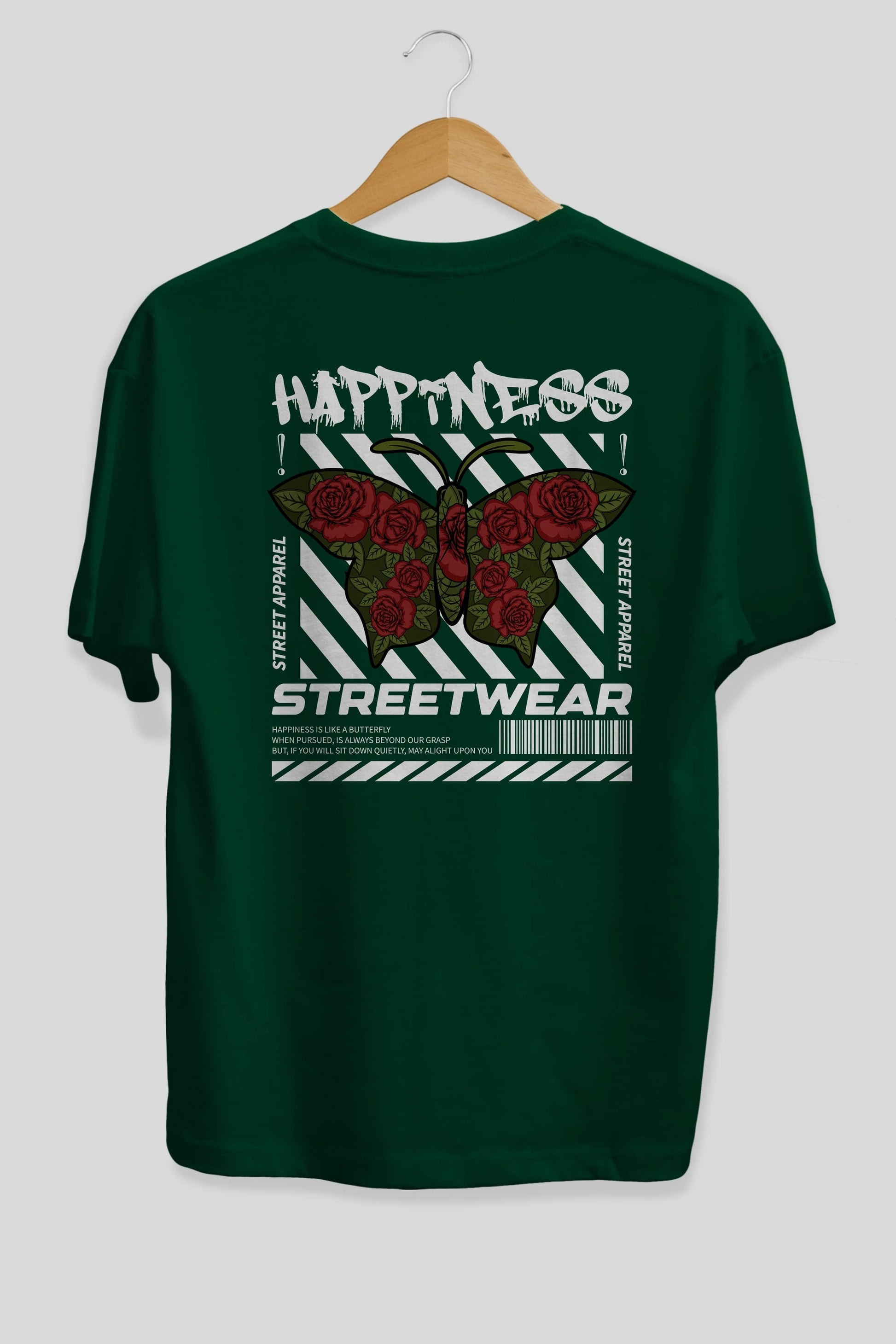 Happiness Streetwear Arka Baskılı Oversize t-shirt Erkek Kadın Unisex