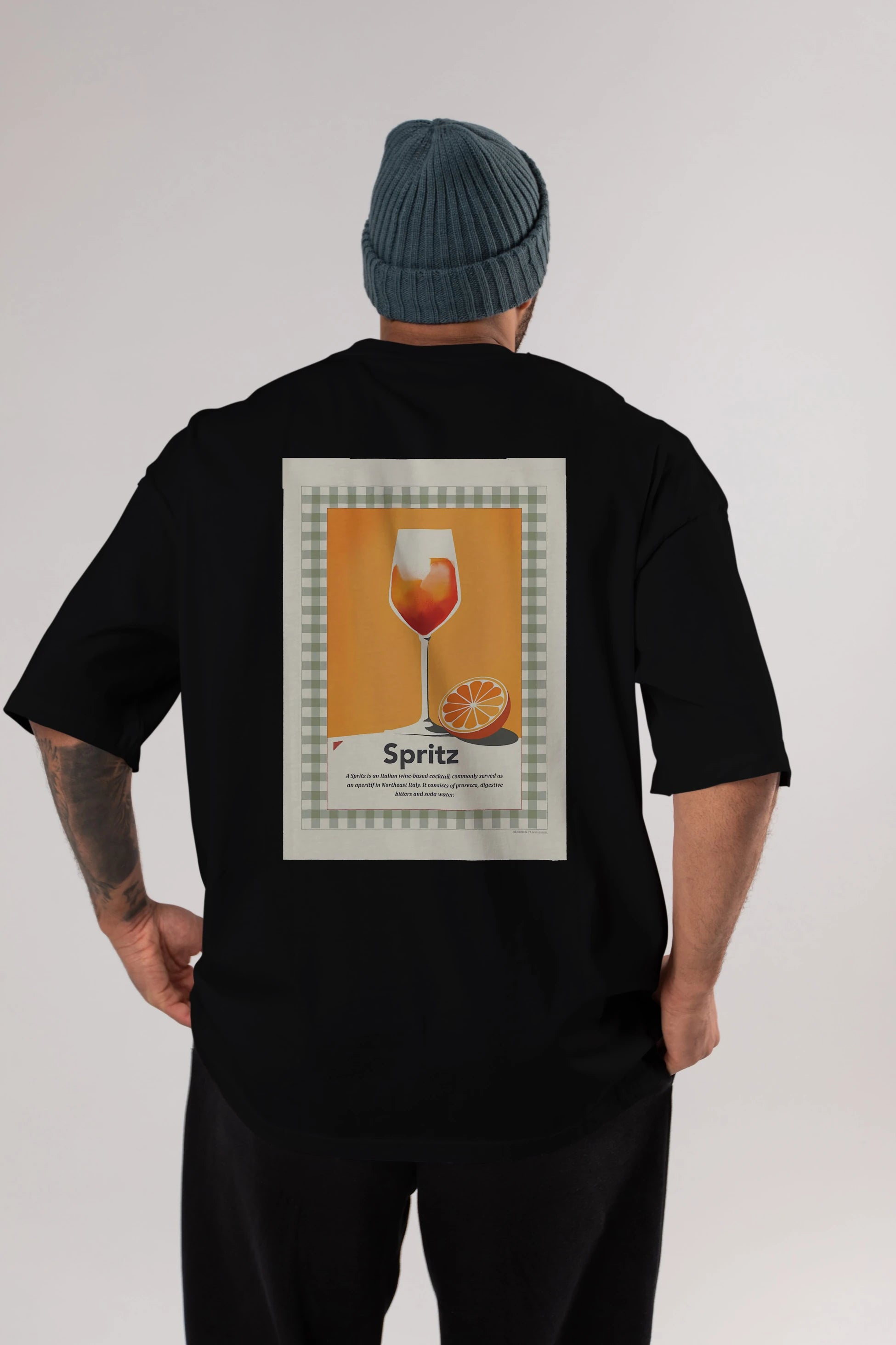 Aperol Spritz 5 Arka Baskılı Oversize t-shirt Erkek Kadın Unisex %100 Pamuk Bisiklet Yaka tişort