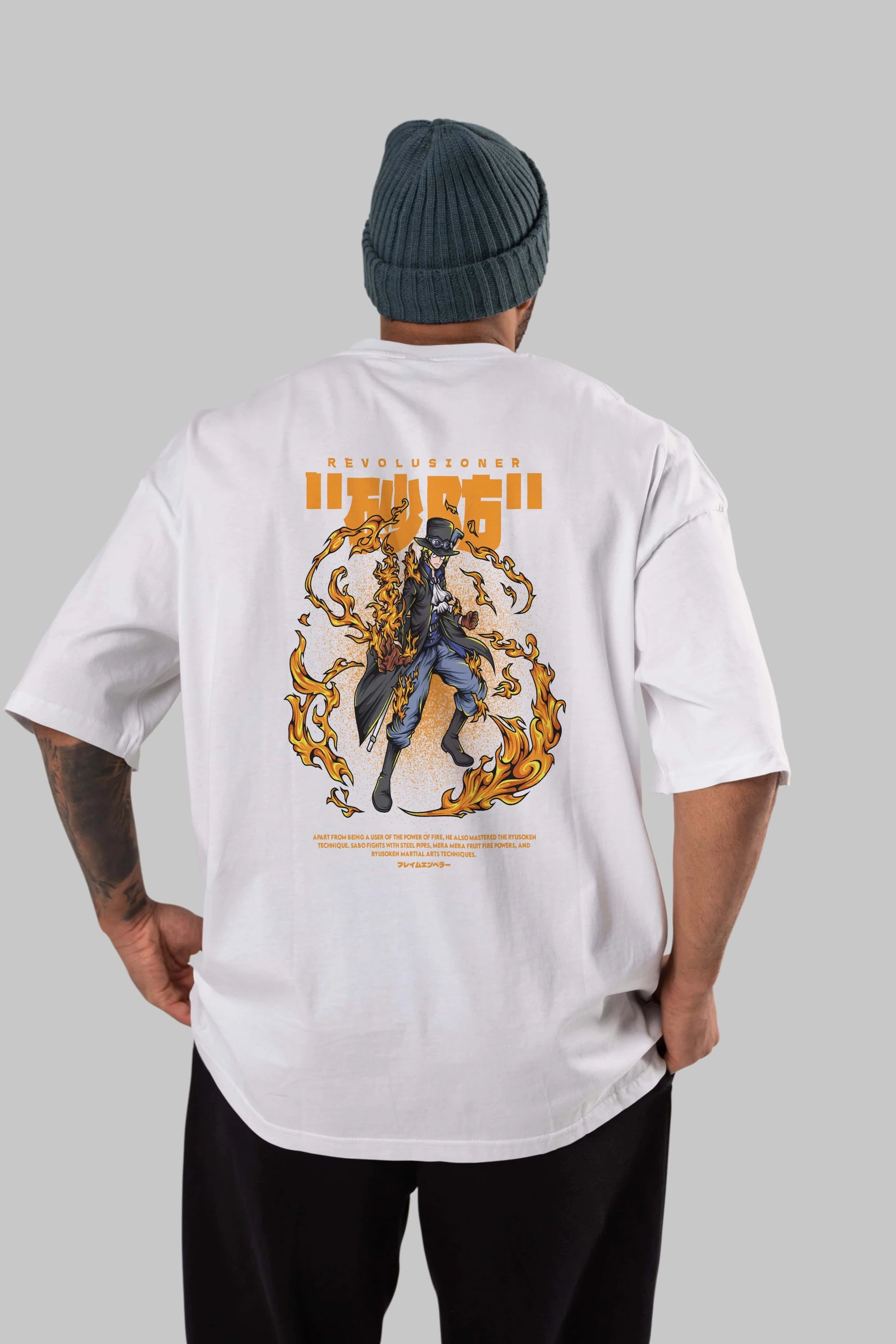 Revolusioner Sabo Anime Arka Baskılı Oversize t-shirt Erkek Kadın Unisex