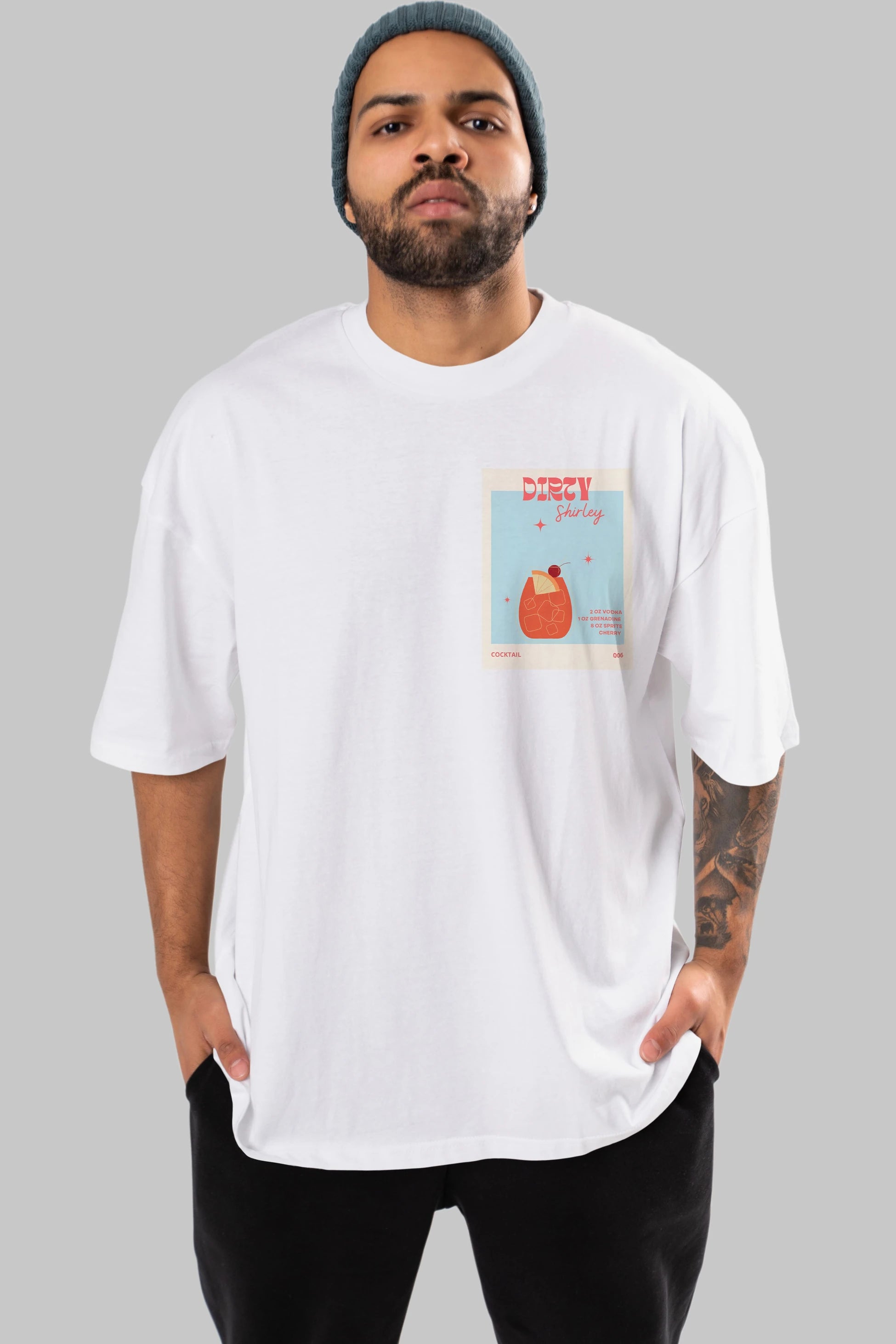 Dirty Shirley Ön Sol Baskılı Oversize t-shirt Erkek Kadın Unisex %100 Pamuk Bisiklet Yaka tişort