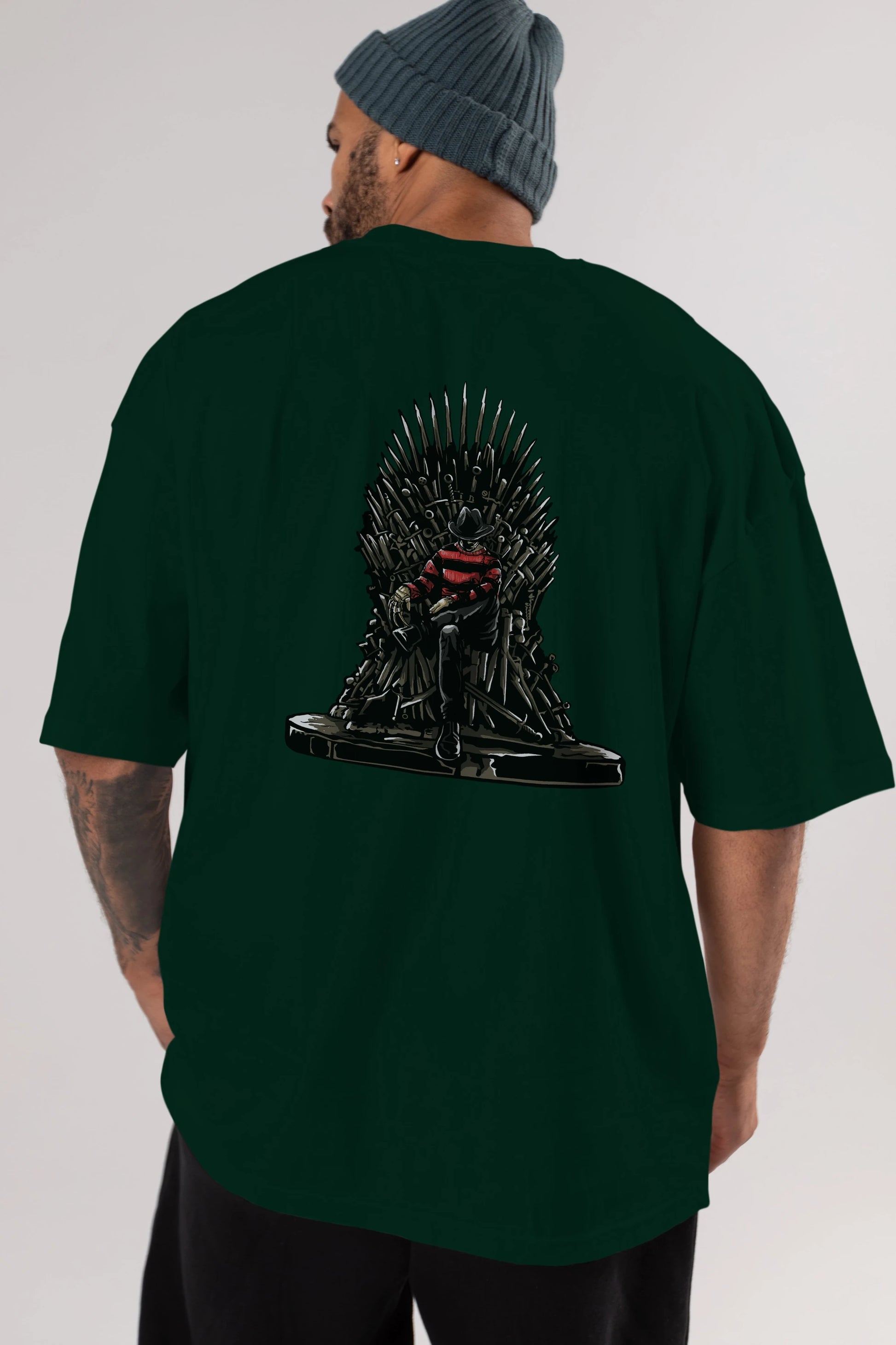Nightmare Throne Arka Baskılı Oversize t-shirt Erkek Kadın Unisex %100 Pamuk