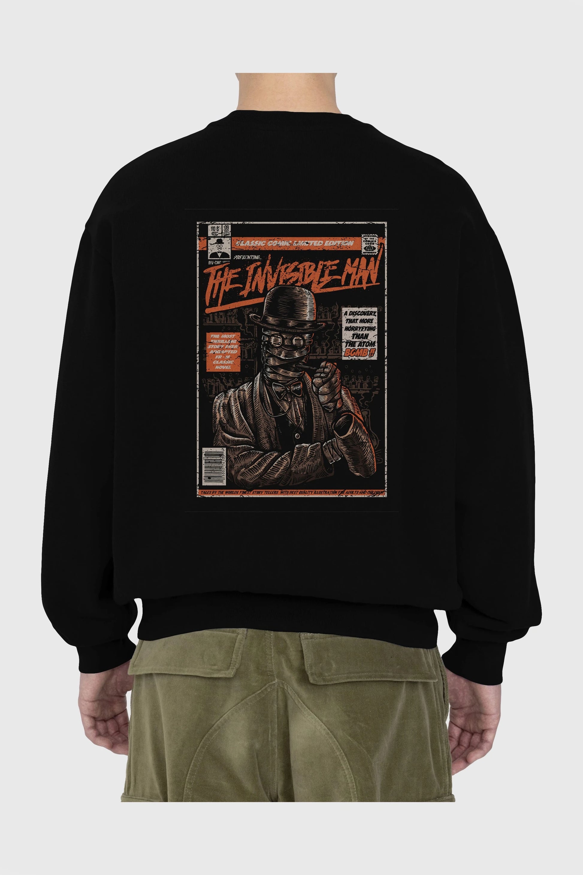 The Invisible Man Arka Baskılı Oversize Sweatshirt Erkek Kadın Unisex