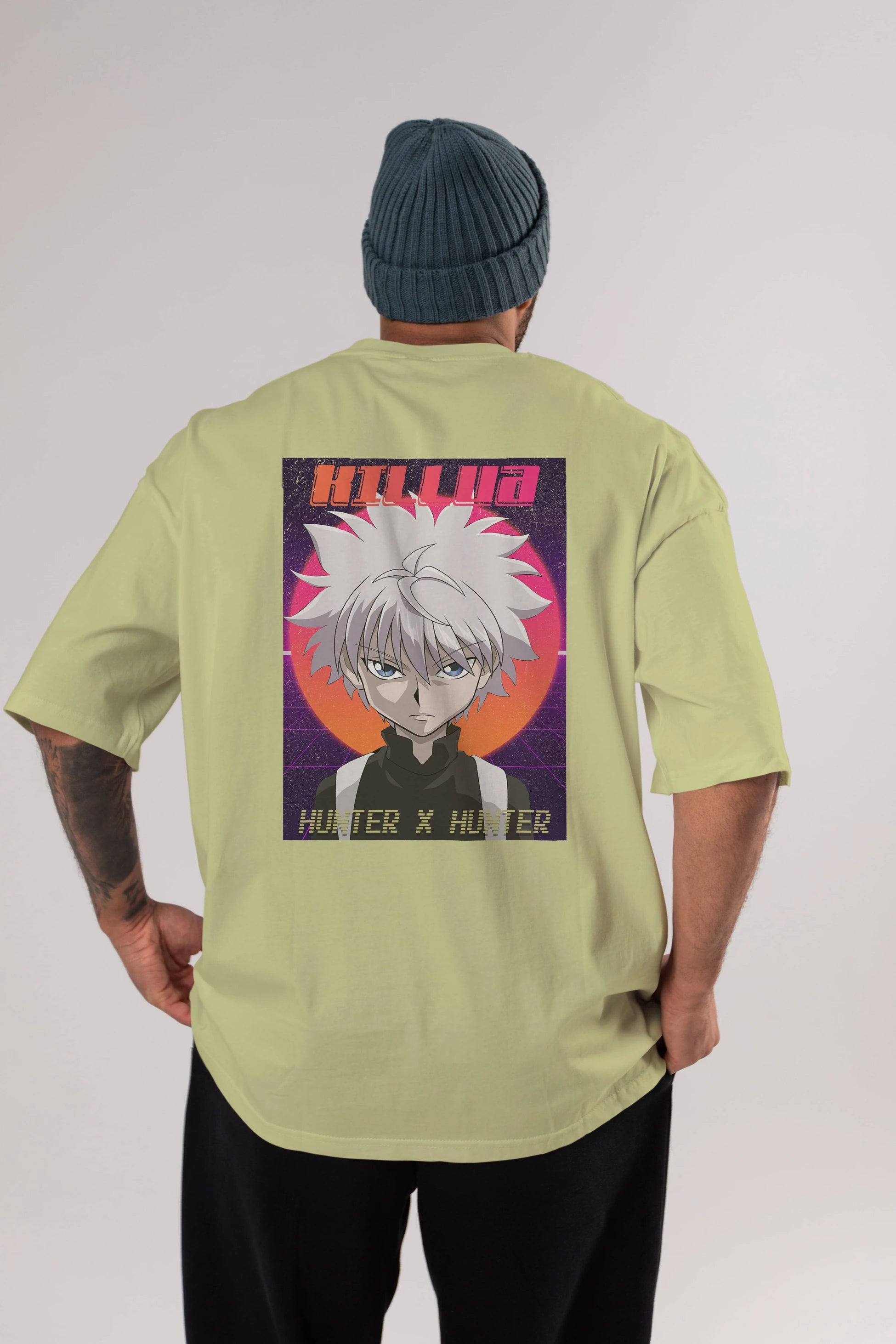 Killua Zoldyck 12 1 Anime Arka Baskılı Oversize t-shirt Erkek Kadın Unisex