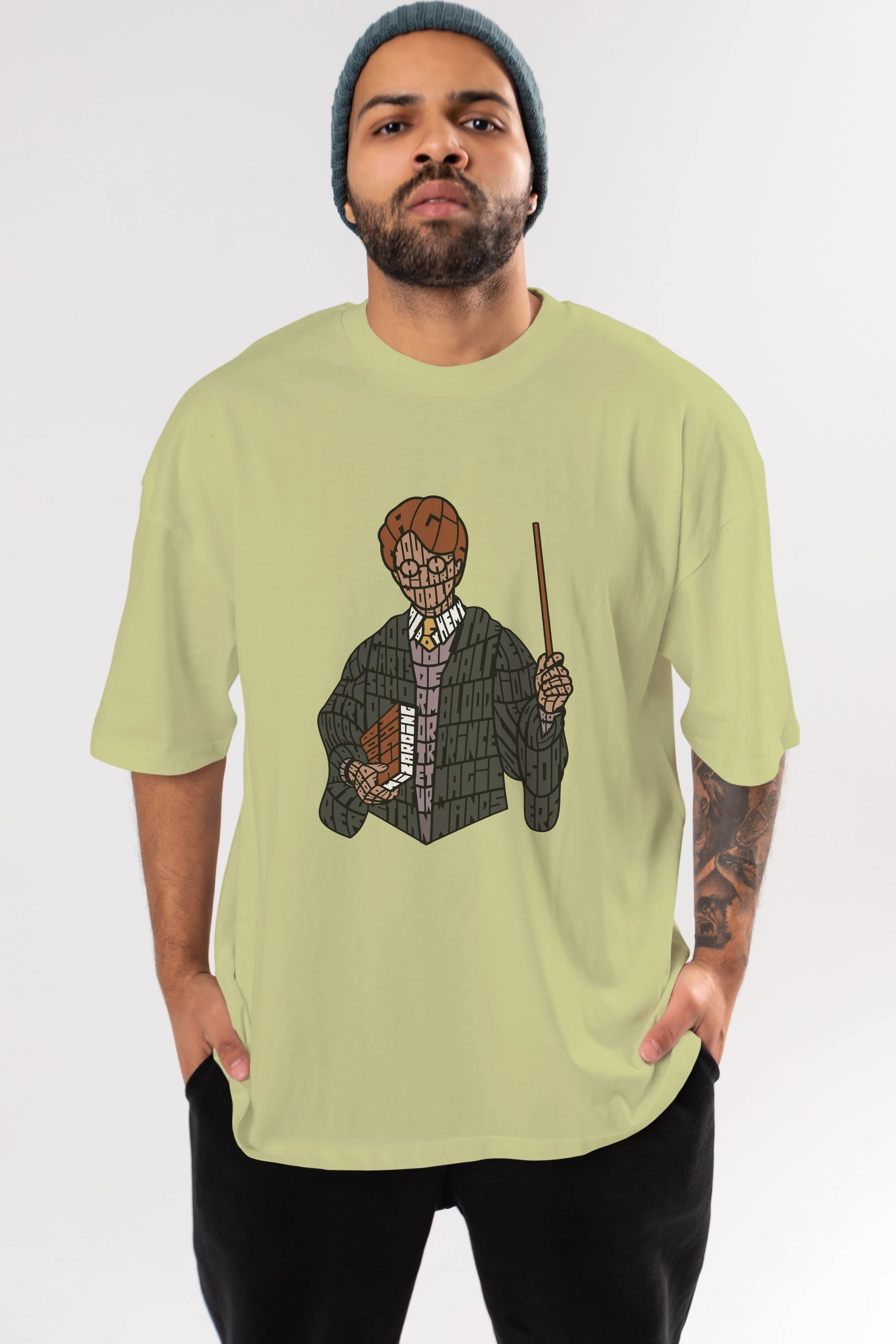 Harry Ön Baskılı Oversize t-shirt %100 pamuk Erkek Kadın Unisex