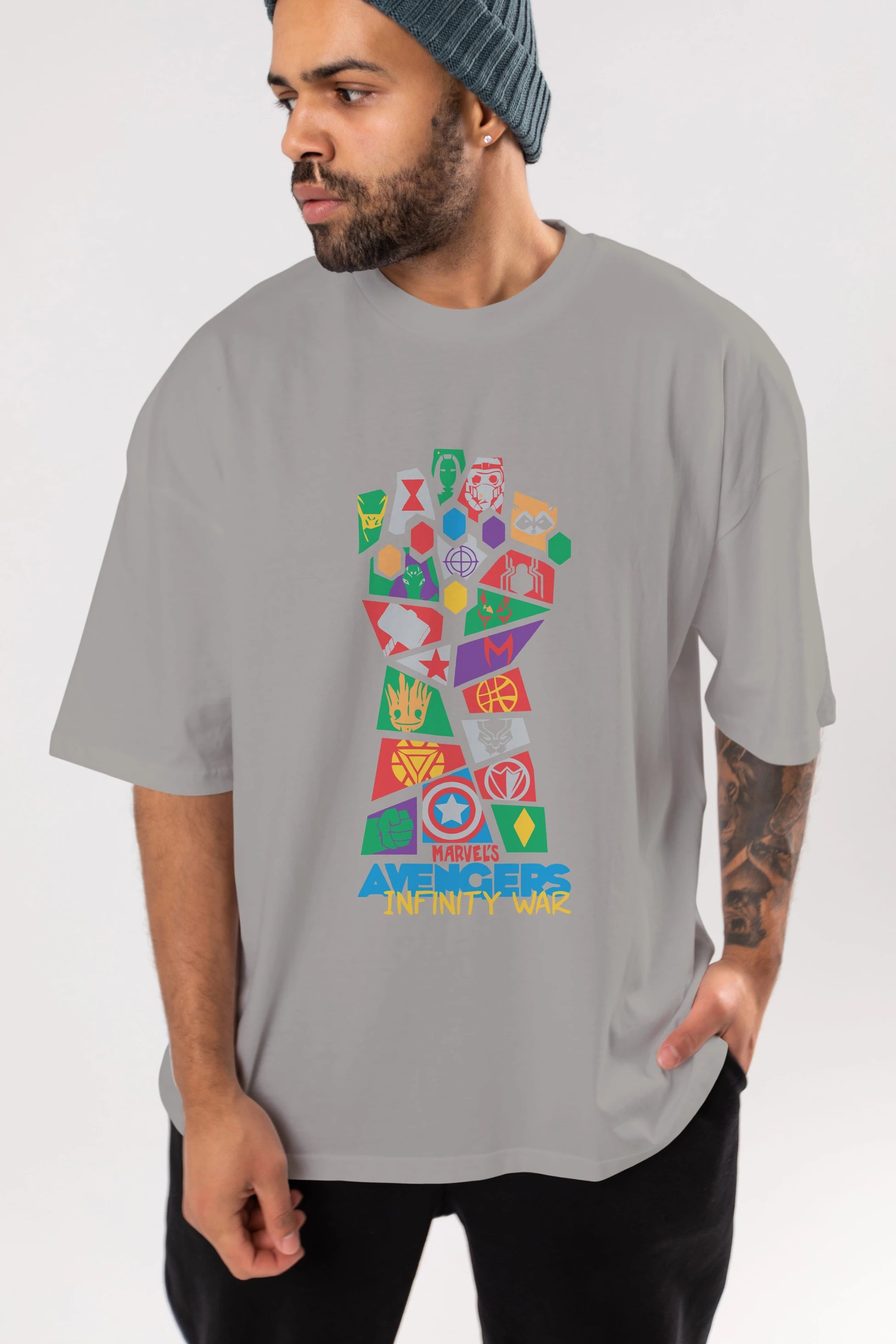 The Avengers Ön Baskılı Oversize t-shirt Erkek Kadın Unisex %100 Pamuk Bisiklet Yaka tişort