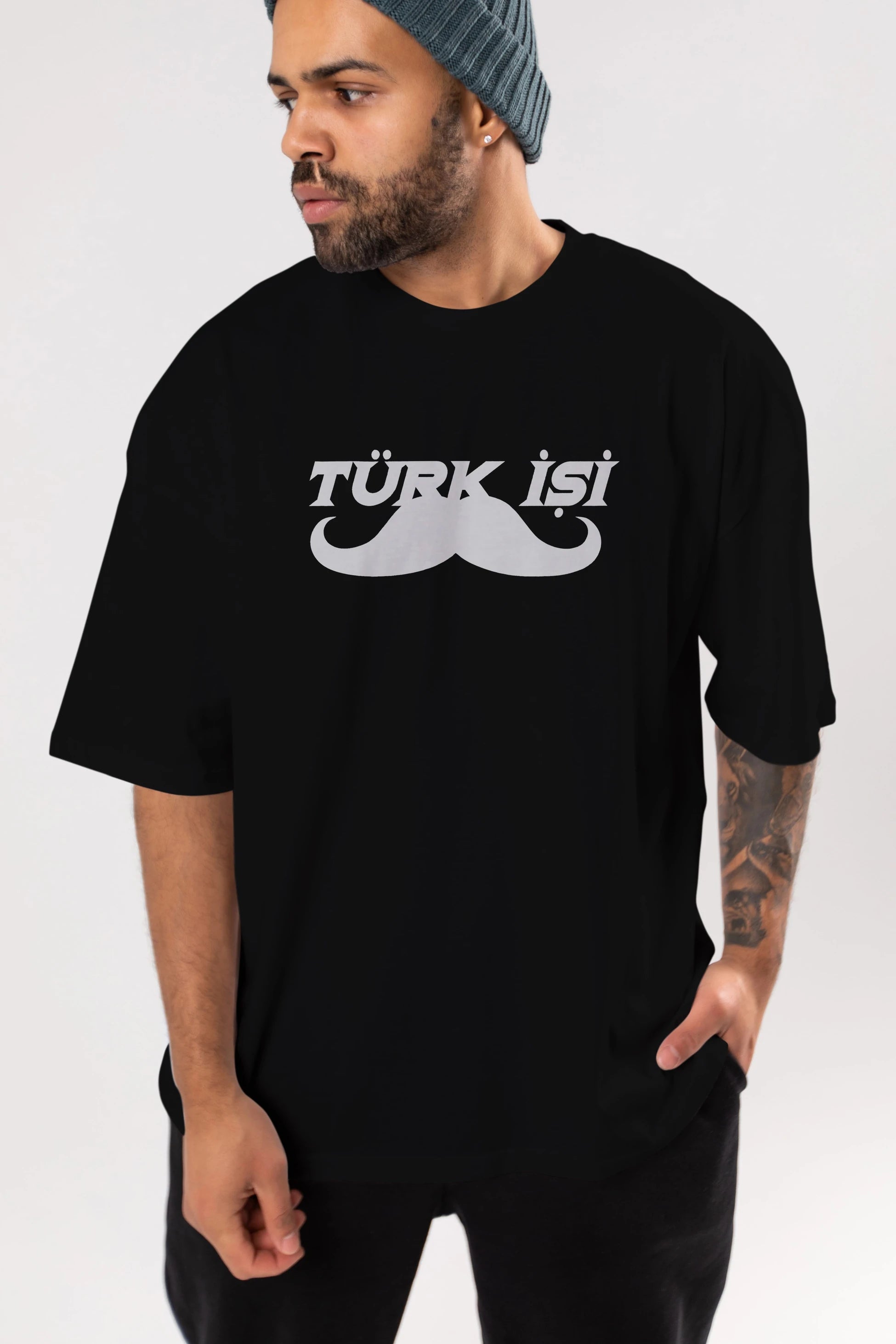 Türk İşi Ön Baskılı Oversize t-shirt %100 pamuk Erkek Kadın Unisex