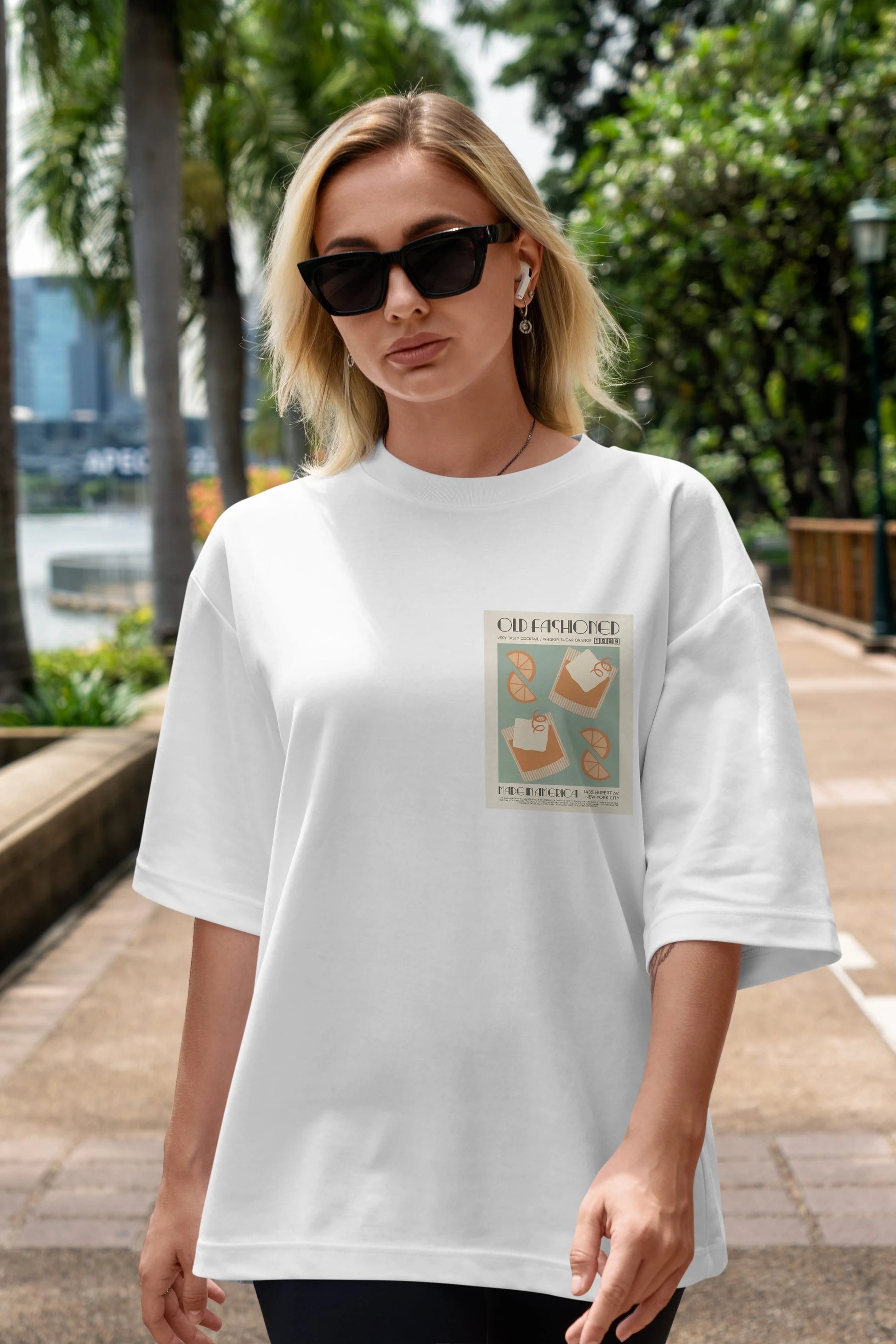 Old Fashioned 2 Ön Sol Baskılı Oversize t-shirt Erkek Kadın Unisex %100 Pamuk Bisiklet Yaka tişort