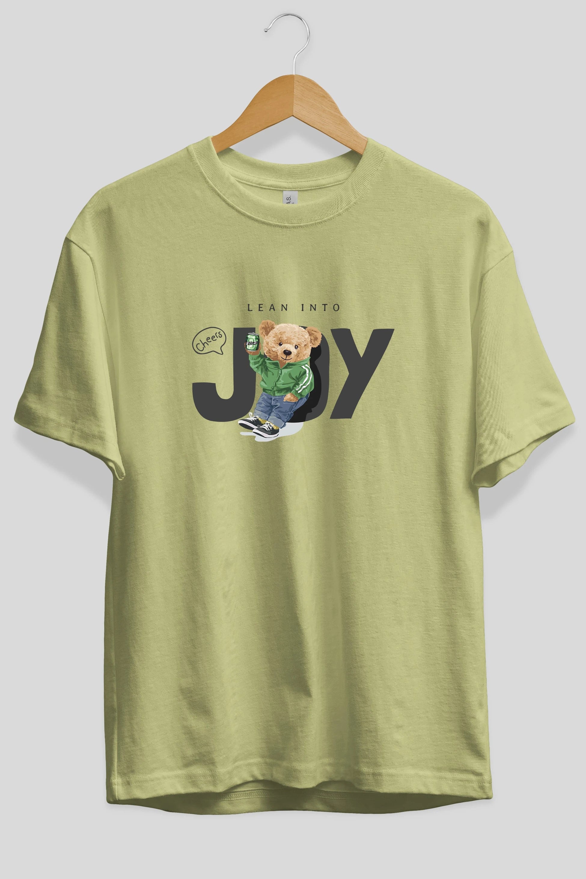 Teddy Bear Joy Ön Baskılı Oversize t-shirt Erkek Kadın Unisex %100 Pamuk