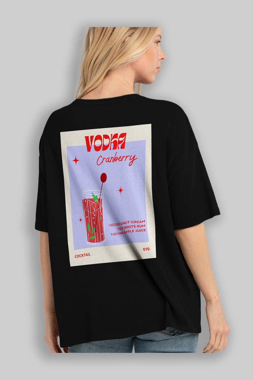 Vodka Cranberry Arka Baskılı Oversize t-shirt Erkek Kadın Unisex %100 Pamuk Bisiklet Yaka tişort