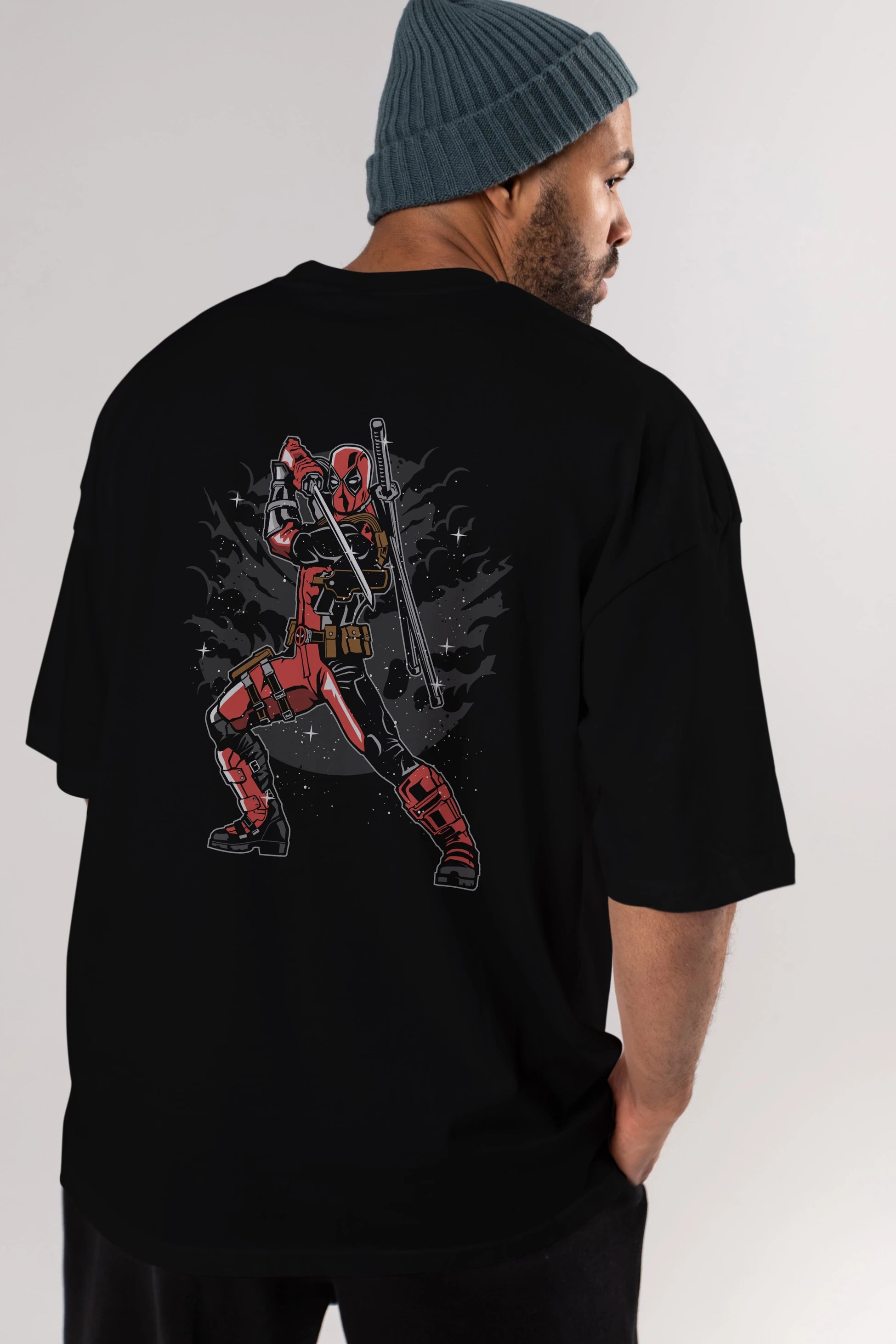 Deadpool Arka Baskılı Oversize t-shirt Erkek Kadın Unisex %100 Pamuk