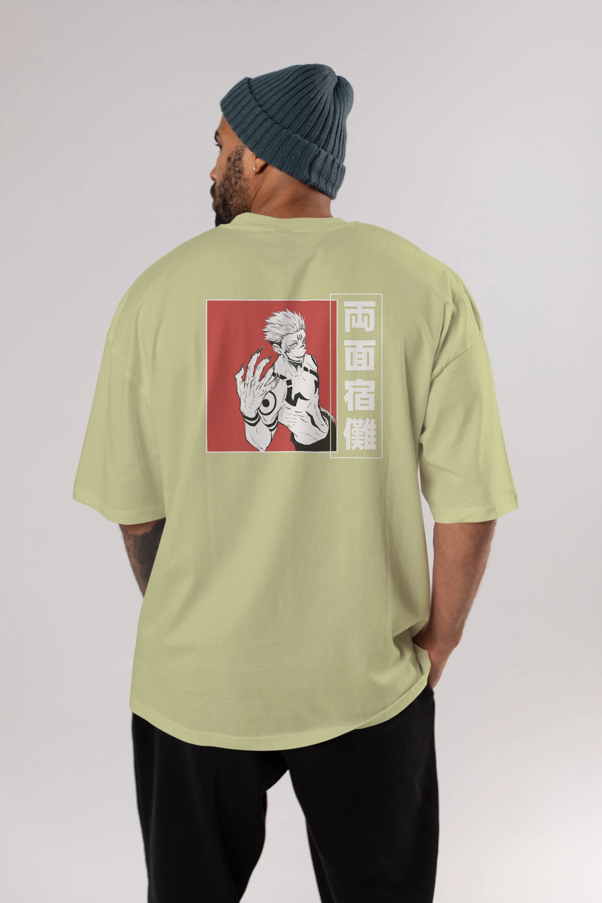 Sukuna Ryoumen 2 Anime Arka Baskılı Oversize t-shirt Erkek Kadın Unisex