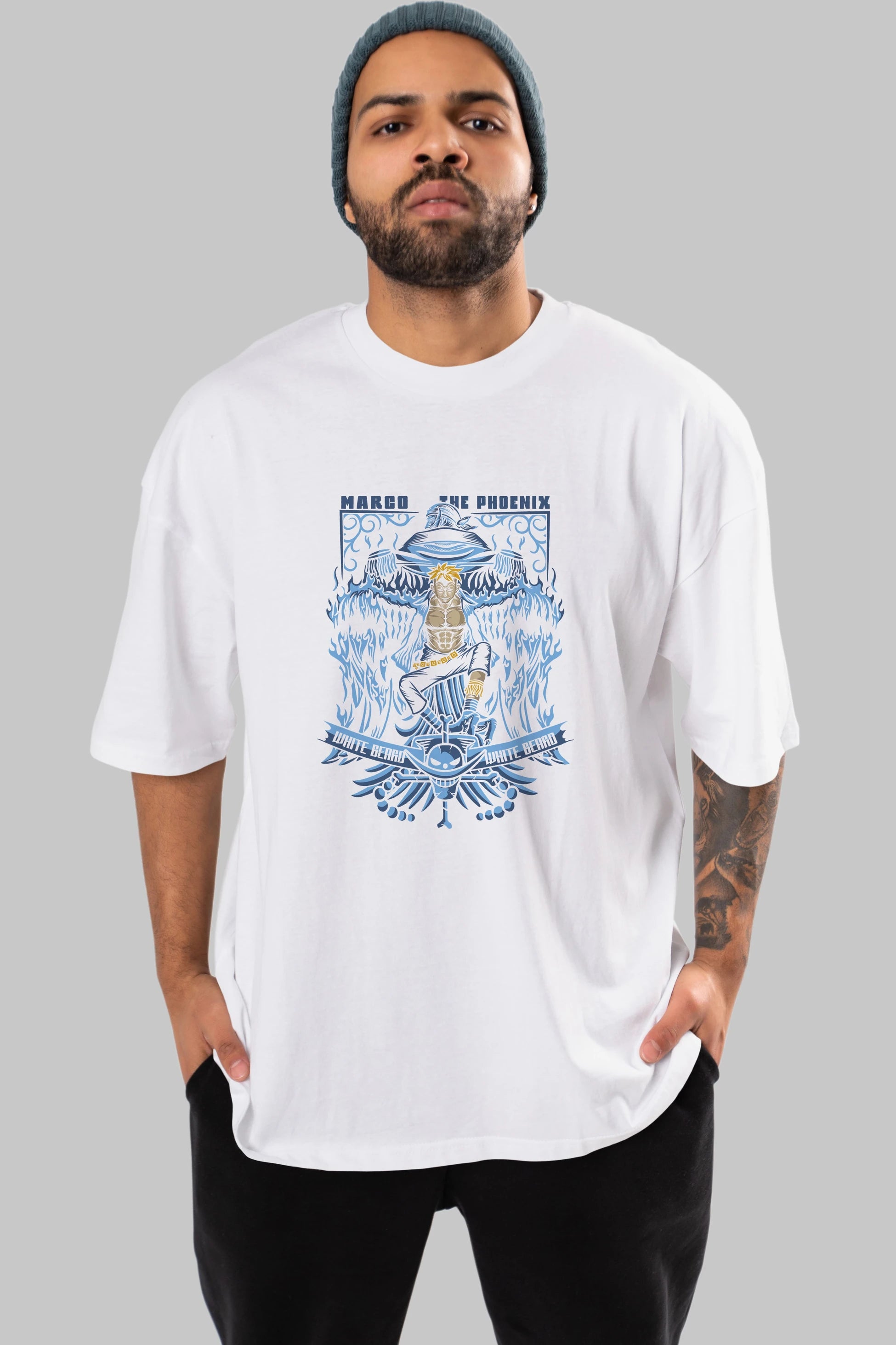 Marco the Phoenix Anime Ön Baskılı Oversize t-shirt Erkek Kadın Unisex