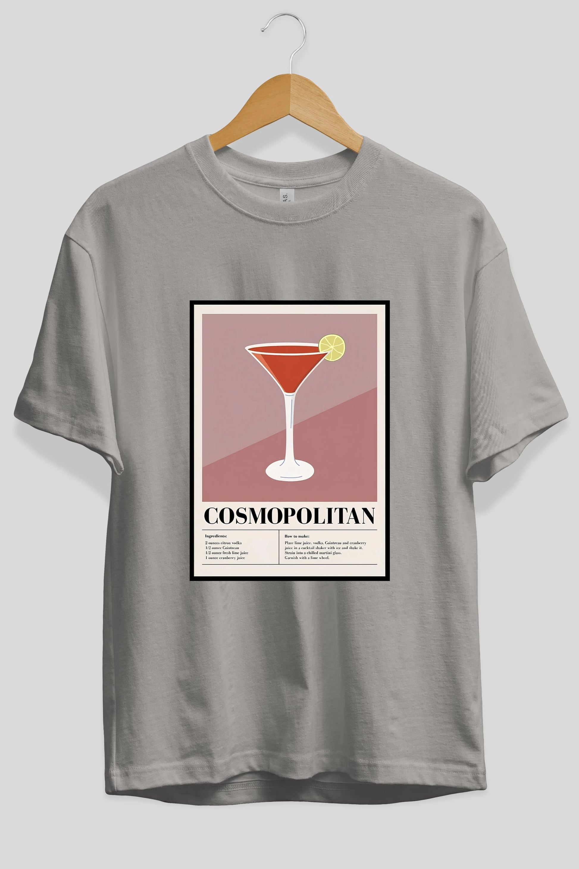 Cosmopolitan 3 Ön Baskılı Oversize t-shirt Erkek Kadın Unisex %100 Pamuk Bisiklet Yaka tişort