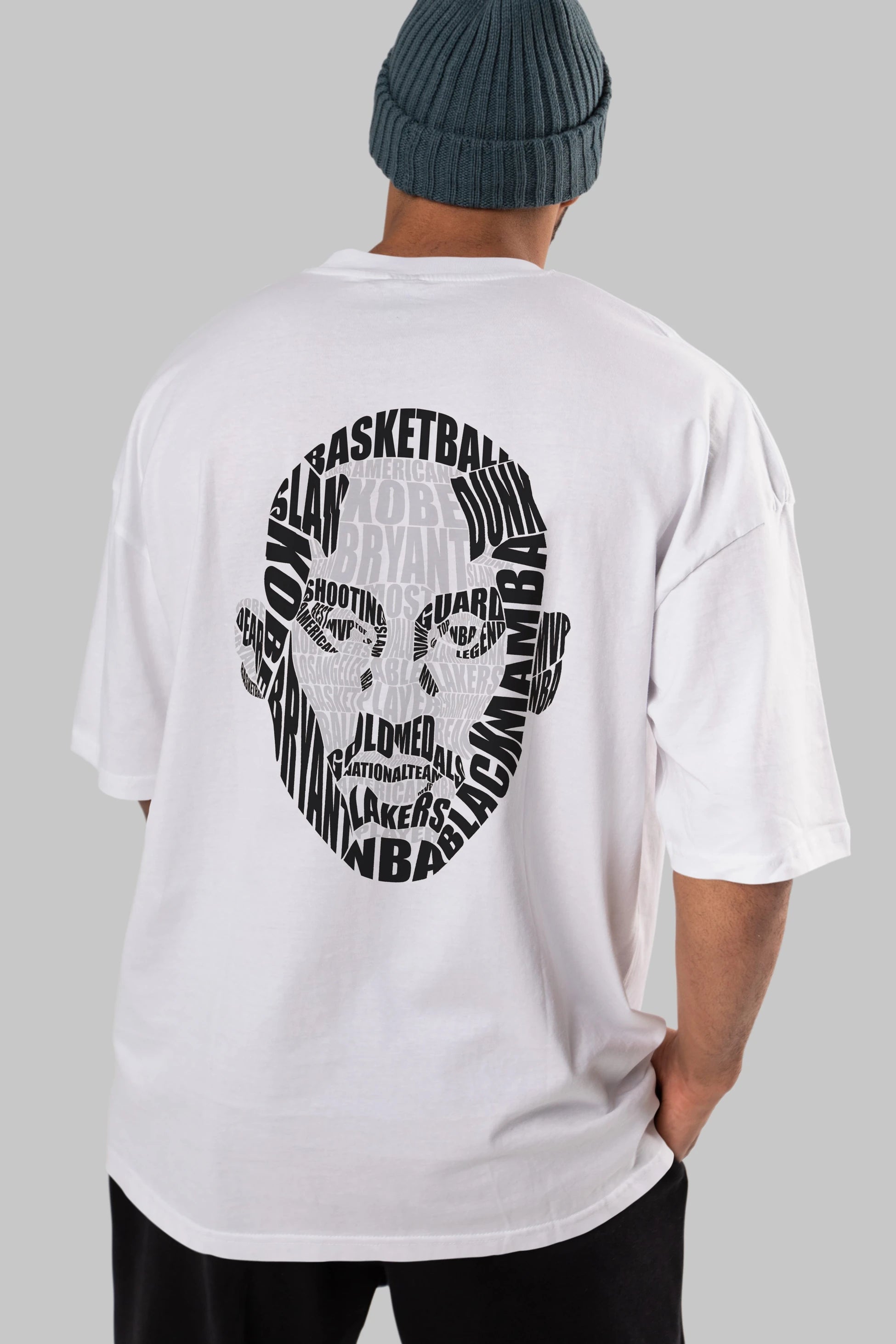 Kobe Bryan Calligram Arka Baskılı Oversize t-shirt %100 pamuk Erkek Kadın Unisex