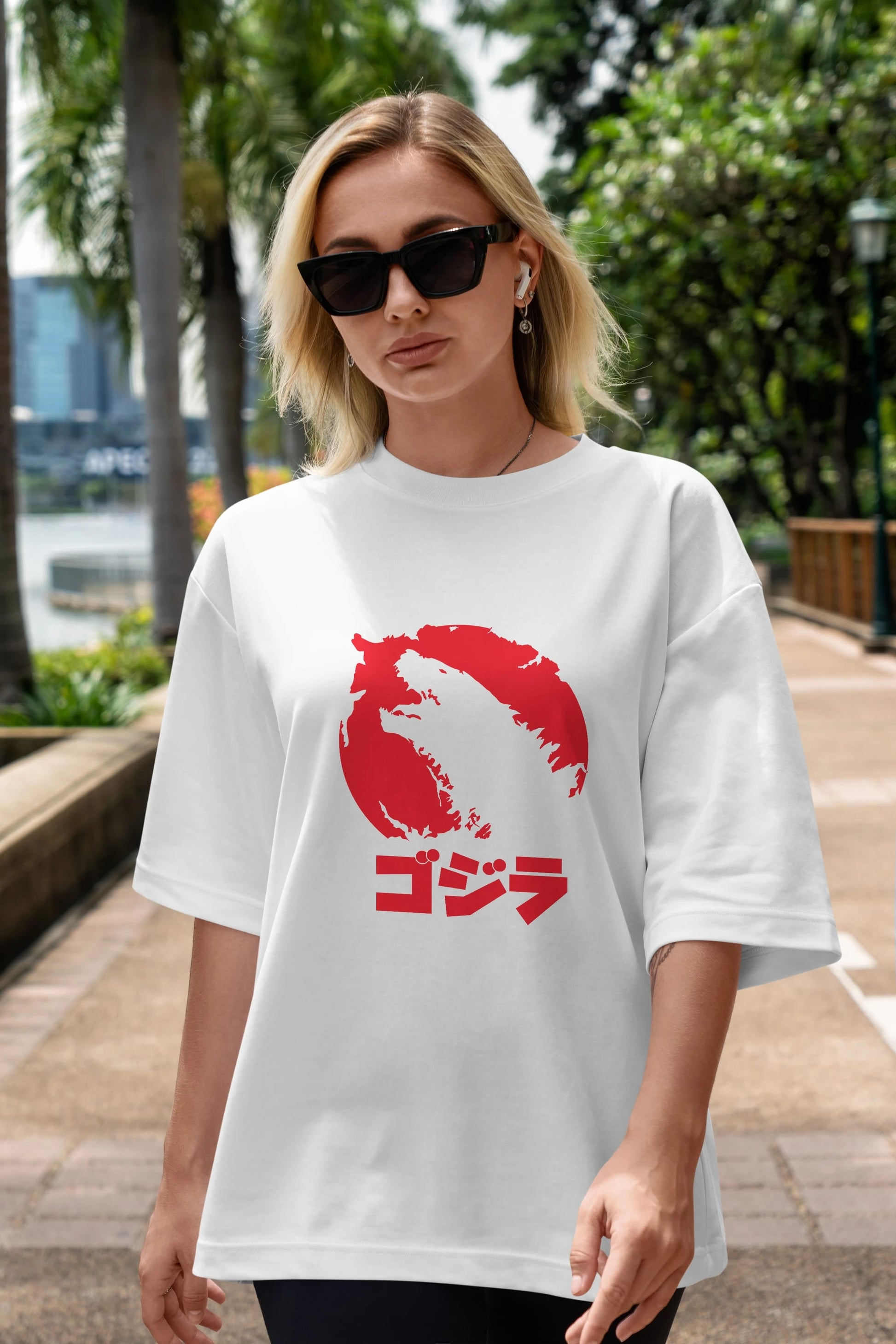 Team Godzilla Ön Baskılı Oversize t-shirt Erkek Kadın Unisex %100 Pamuk Bisiklet Yaka tişort