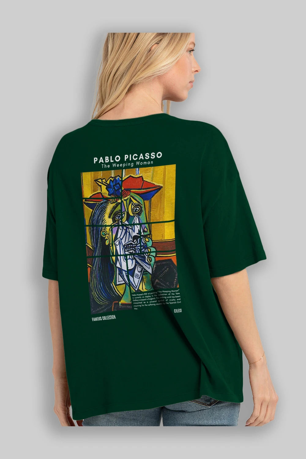 Pablo Picasso Arka Baskılı Oversize t-shirt Erkek Kadın Bisiklet Yaka Pamuk tişort