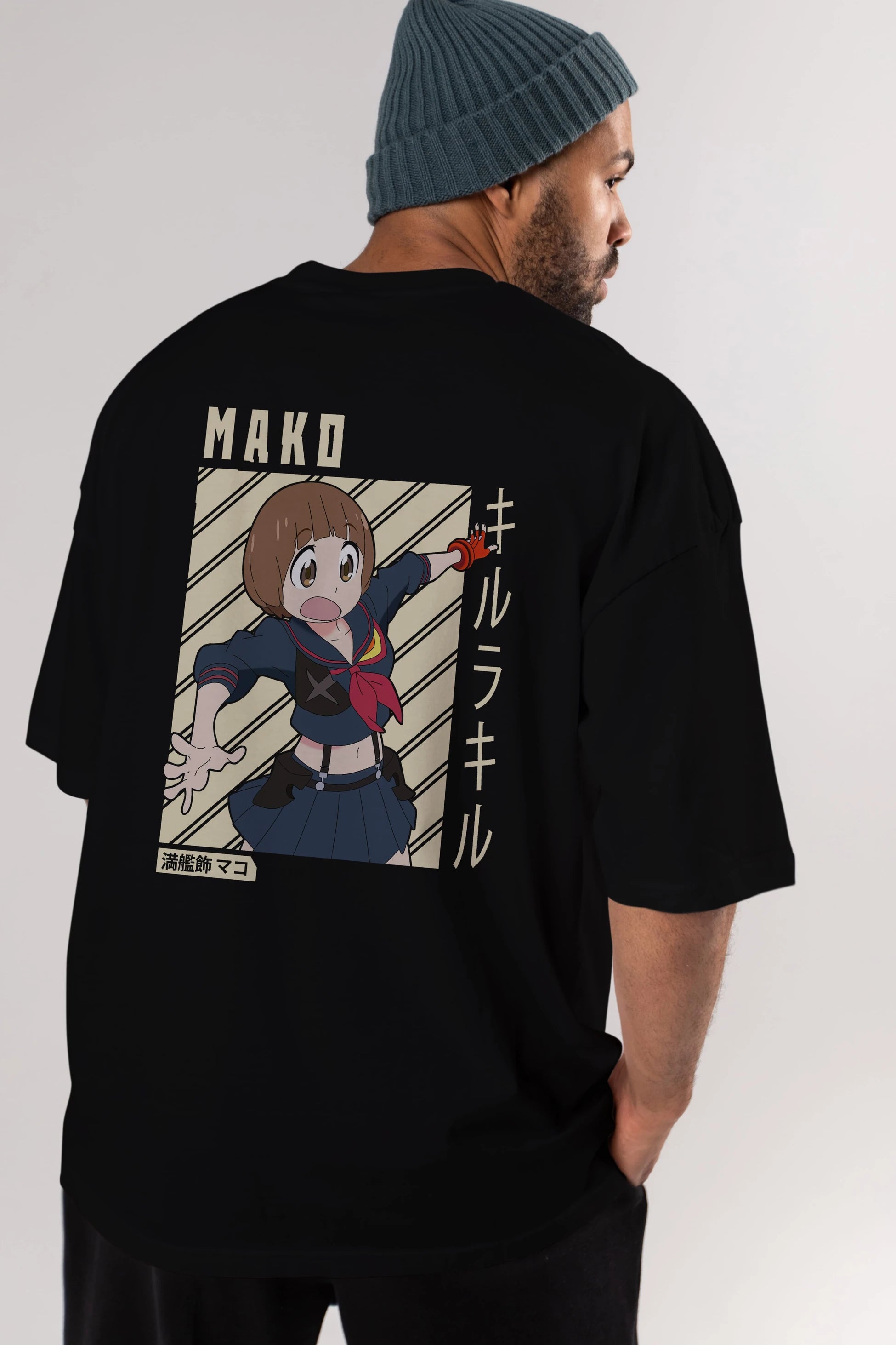 Mako Mankanshoku 1 Anime Arka Baskılı Oversize t-shirt Erkek Kadın Unisex