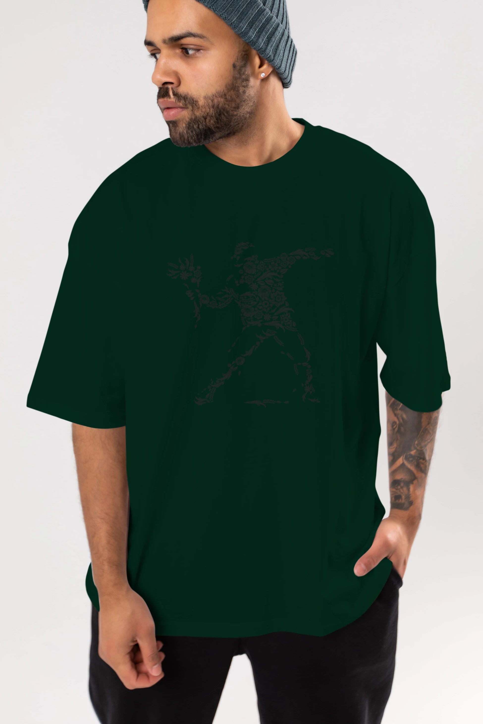 Flourish Vandalism Ön Baskılı Oversize t-shirt %100 pamuk Erkek Kadın Unisex