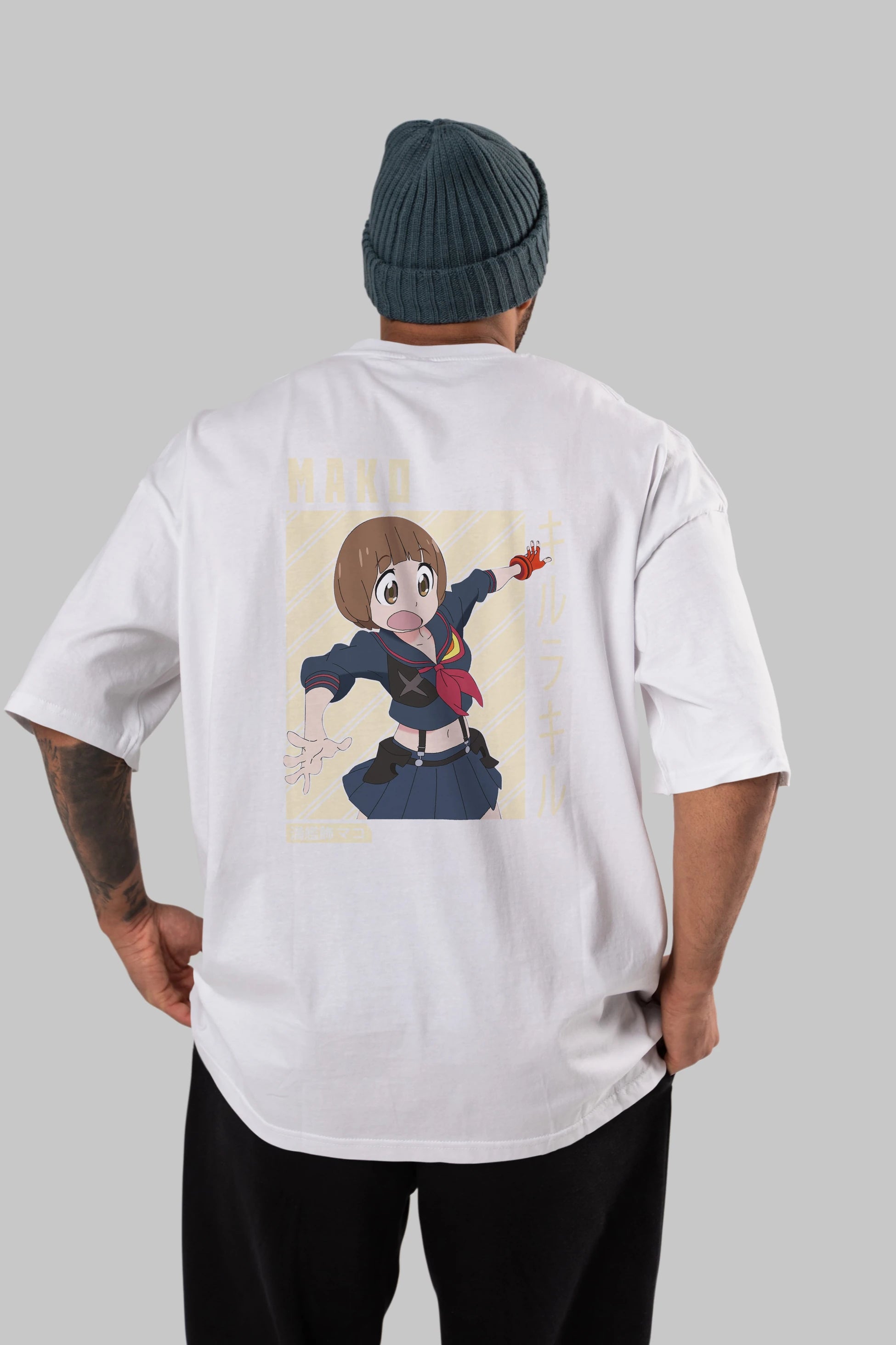 Mako Mankanshoku 1 Anime Arka Baskılı Oversize t-shirt Erkek Kadın Unisex