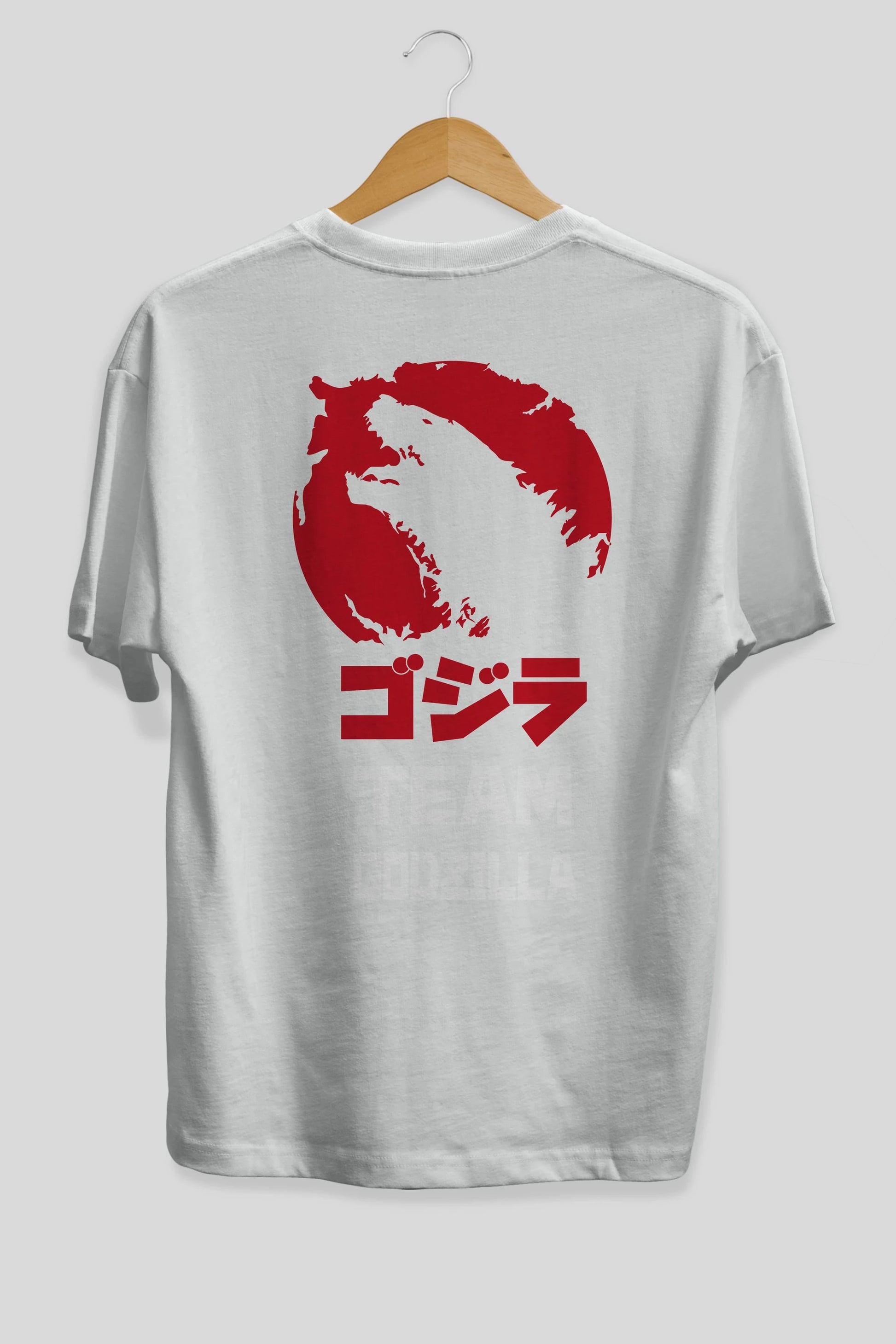Team Godzilla Arka Baskılı Oversize t-shirt Erkek Kadın Unisex %100 Pamuk Bisiklet Yaka tişort