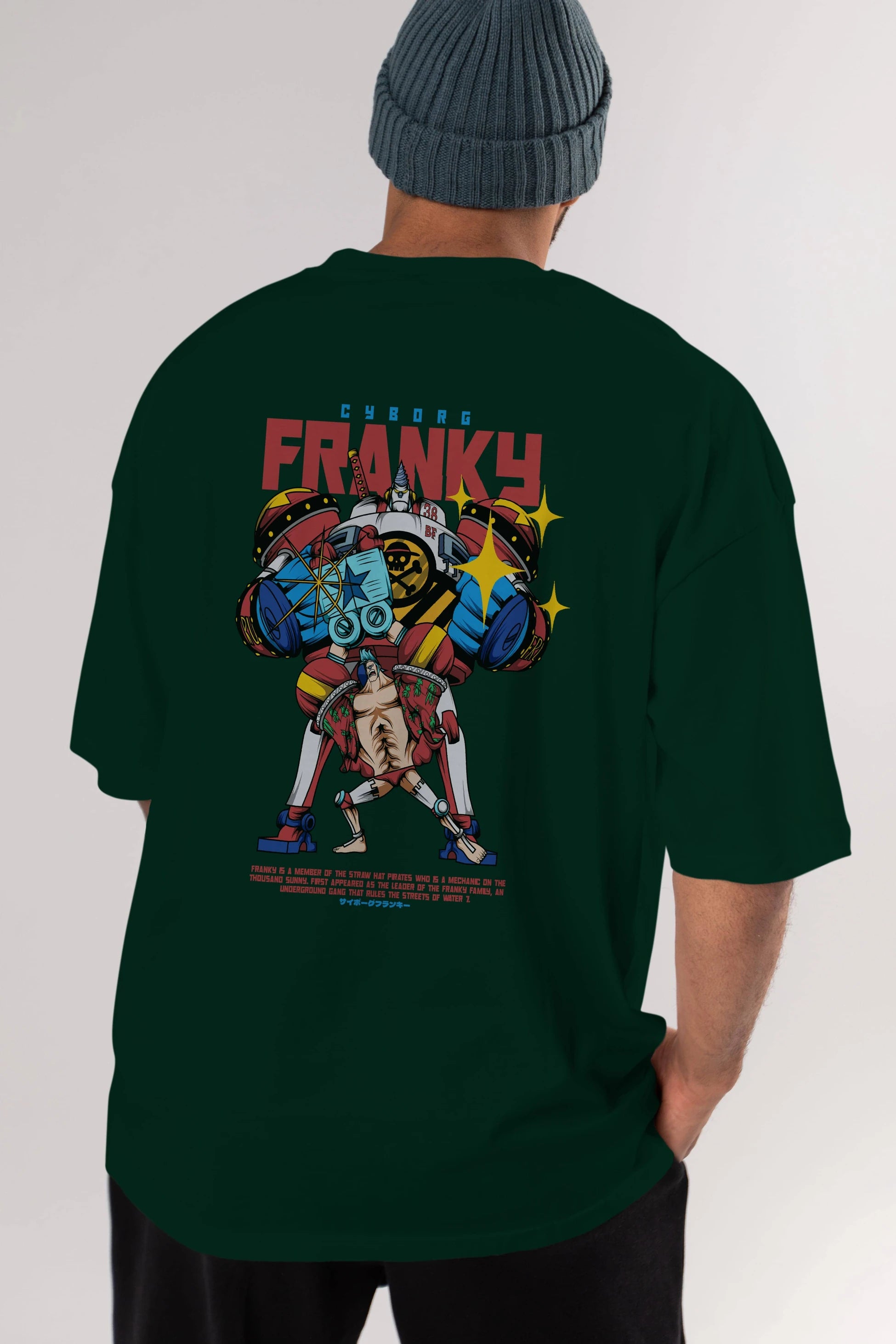 Cyborg Franky Anime Arka Baskılı Oversize t-shirt Erkek Kadın Unisex