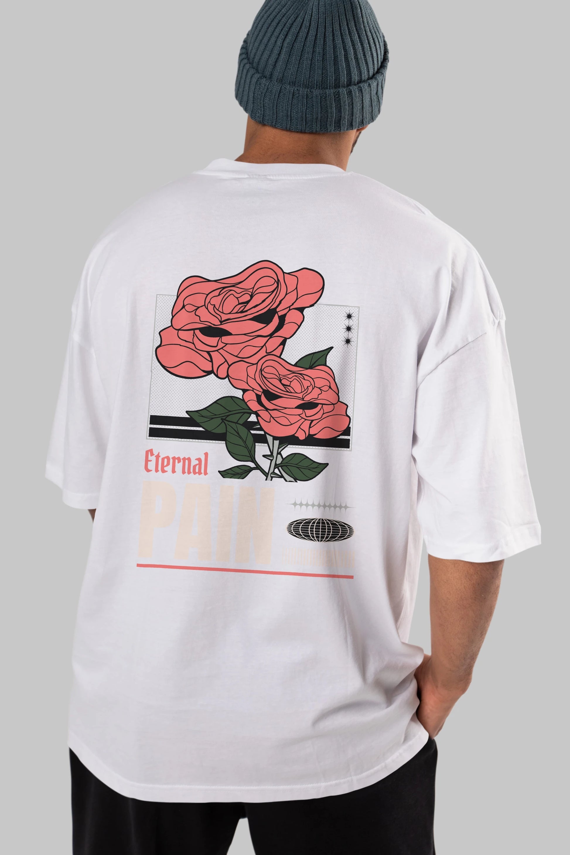 Eternal Pain Arka Baskılı Oversize t-shirt Erkek Kadın Unisex