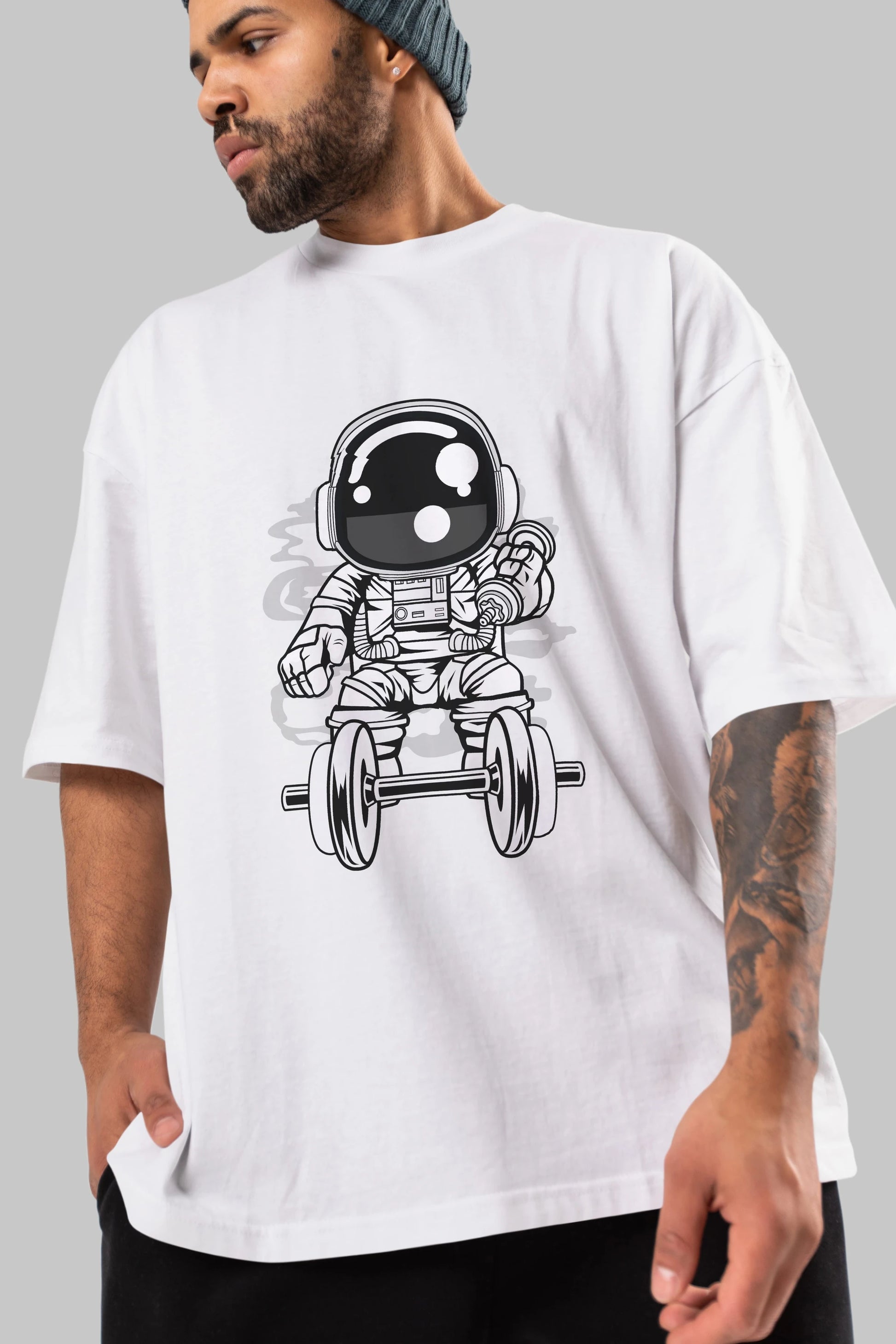 Astronaut Gym Ön Baskılı Oversize t-shirt Erkek Kadın Unisex