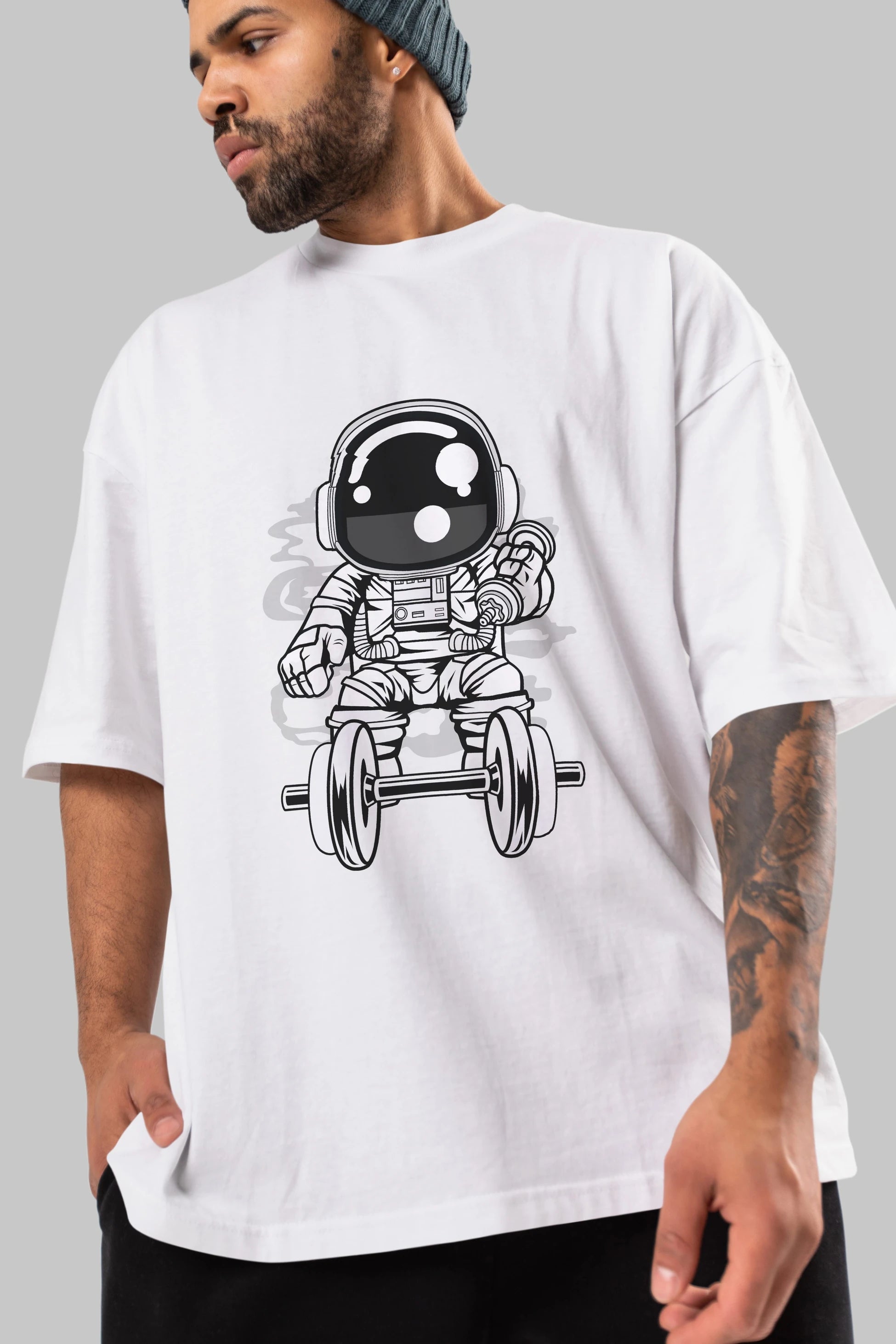 Astronaut Gym Ön Baskılı Oversize t-shirt Erkek Kadın Unisex