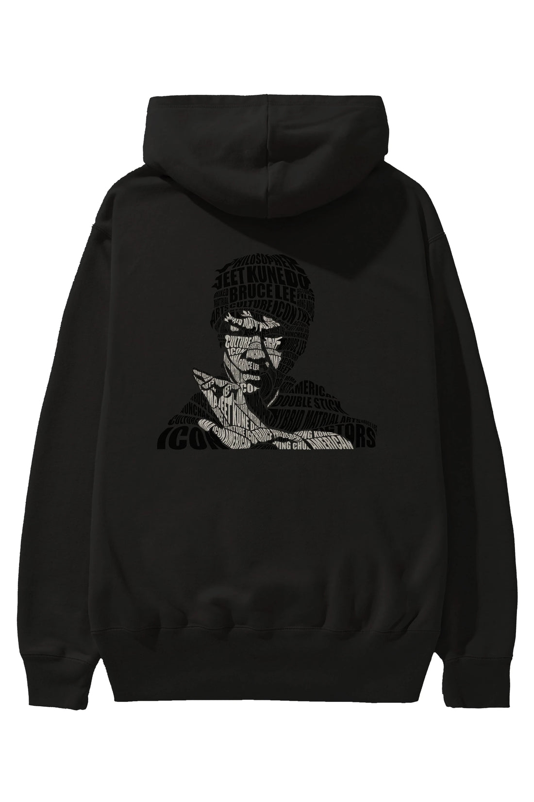 Bruce Lee Calligram Arka Baskılı Hoodie Oversize Kapüşonlu Sweatshirt Erkek Kadın Unisex