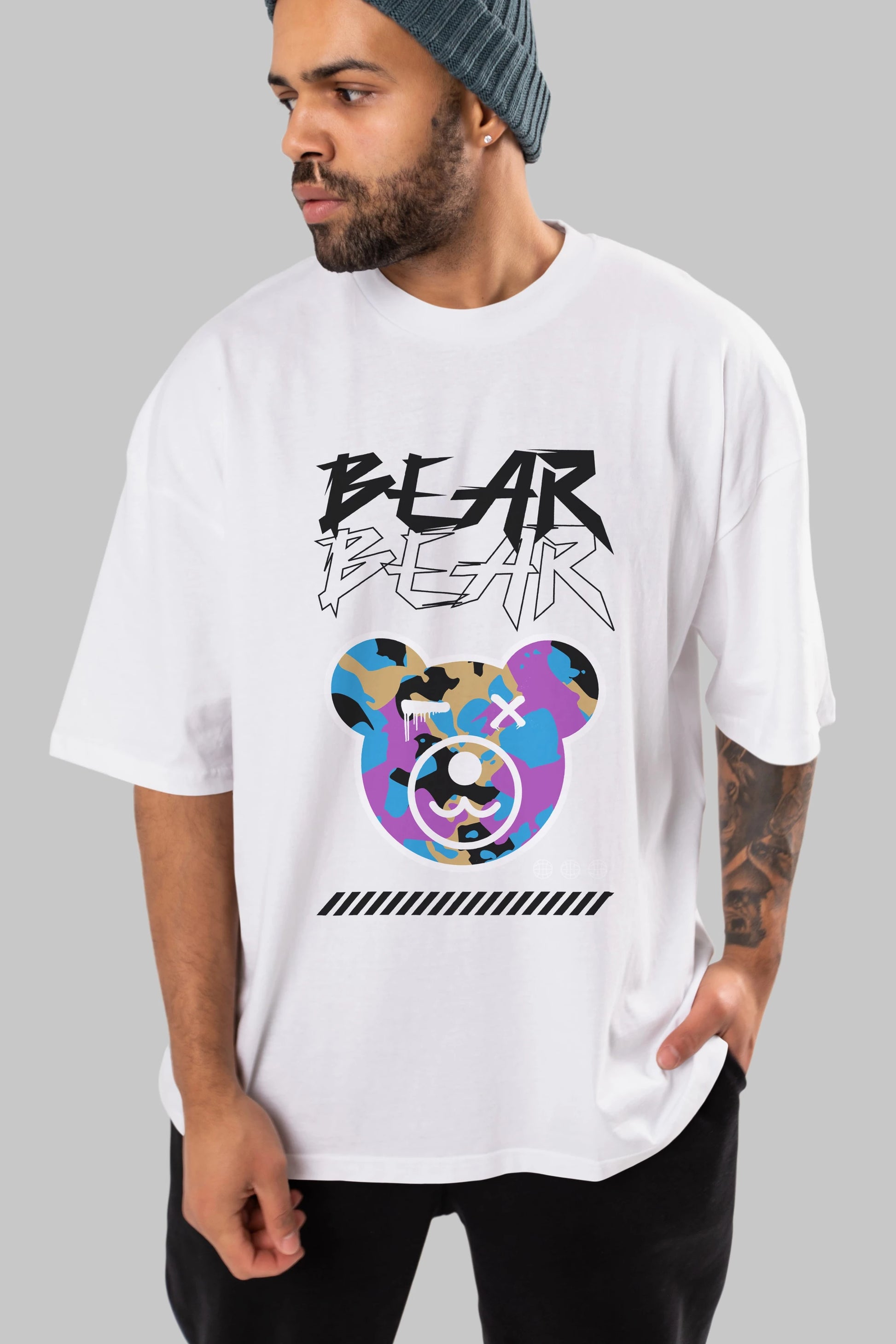 Bear Bear Ön Baskılı Oversize t-shirt Erkek Kadın Unisex