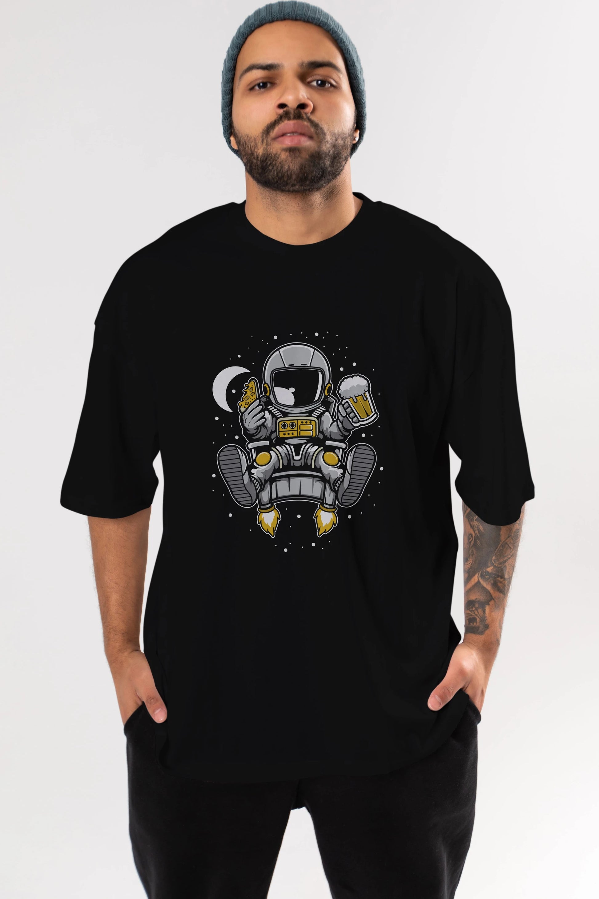 Astronaut Relax (2) Ön Baskılı Oversize t-shirt Erkek Kadın Unisex