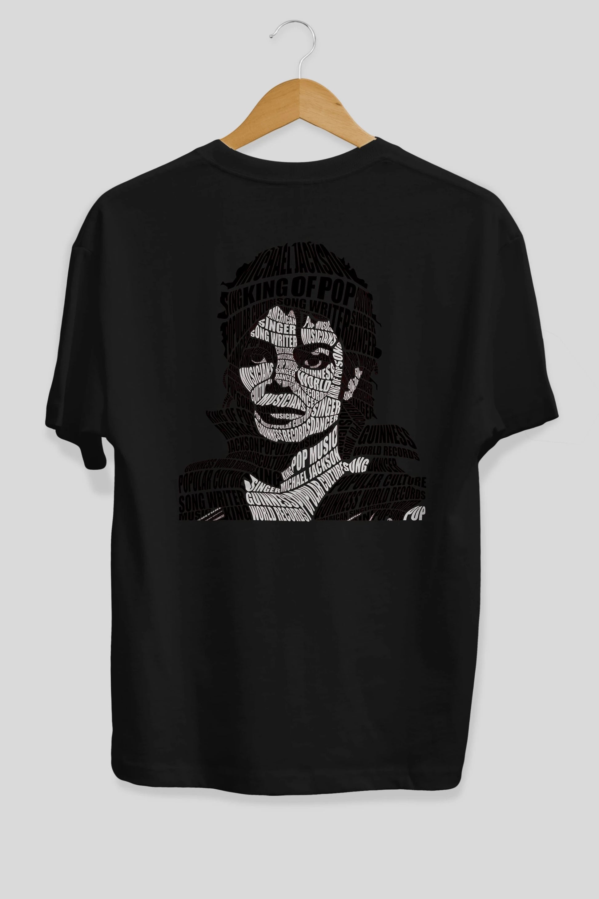 Michael Jackson Calligram Arka Baskılı Oversize t-shirt %100 pamuk Erkek Kadın Unisex