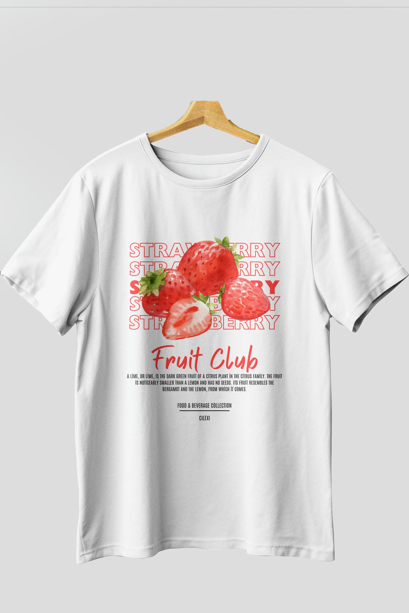Strawberry Ön Baskılı Oversize t-shirt Erkek Kadın Pamuk Bisiklet Yaka tişort