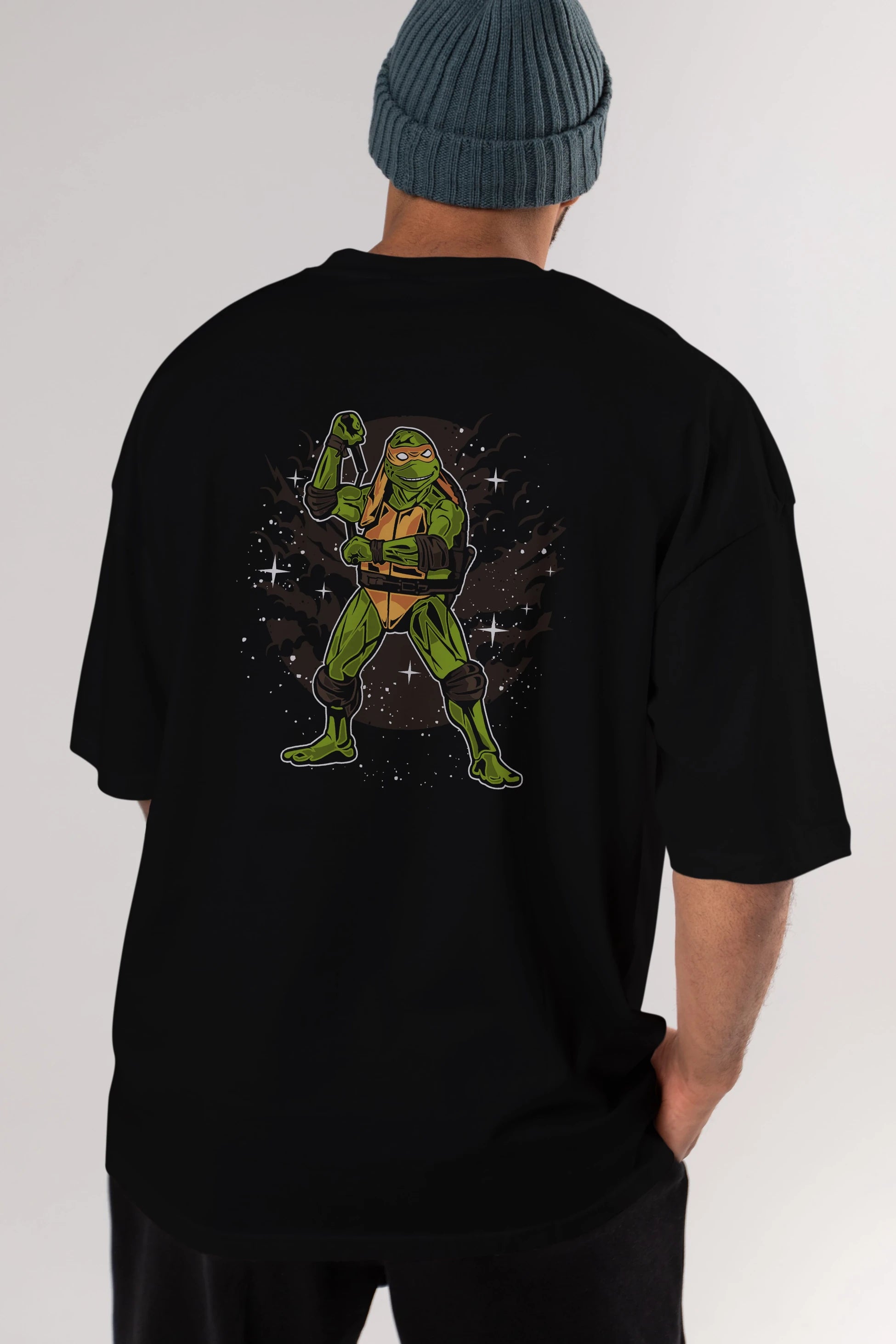 TURTLES Arka Baskılı Oversize t-shirt Erkek Kadın Unisex %100 Pamuk
