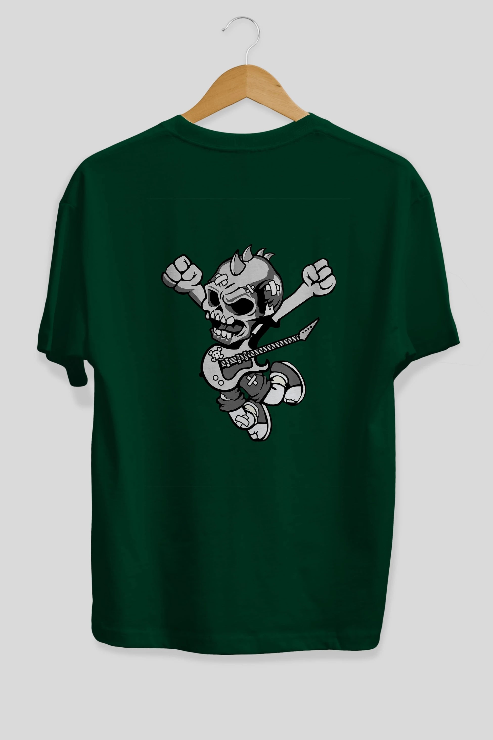 Punk Rocker Metal Guitar Arka Baskılı Oversize t-shirt Erkek Kadın Unisex %100 Pamuk tişort