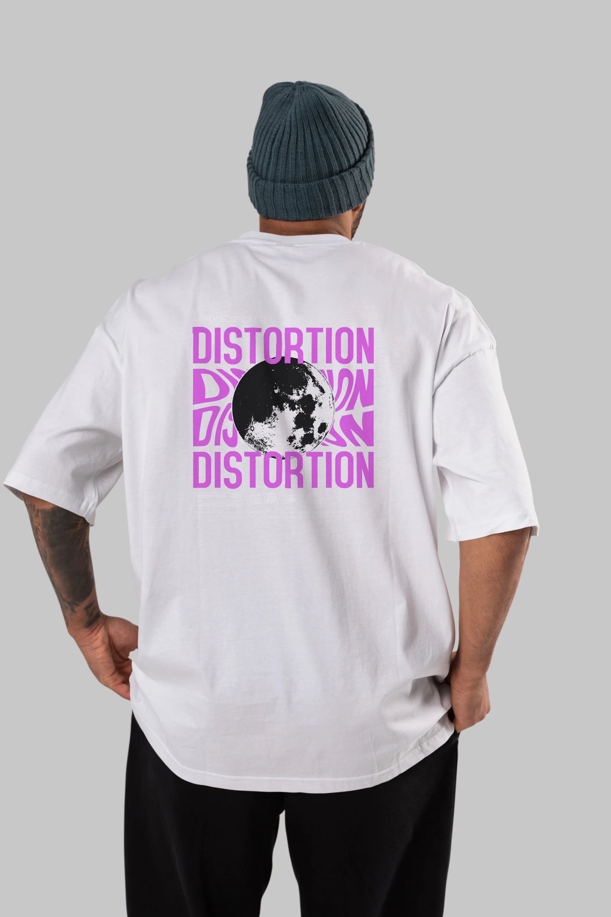 Distortion Arka Baskılı Oversize t-shirt Erkek Kadın Unisex
