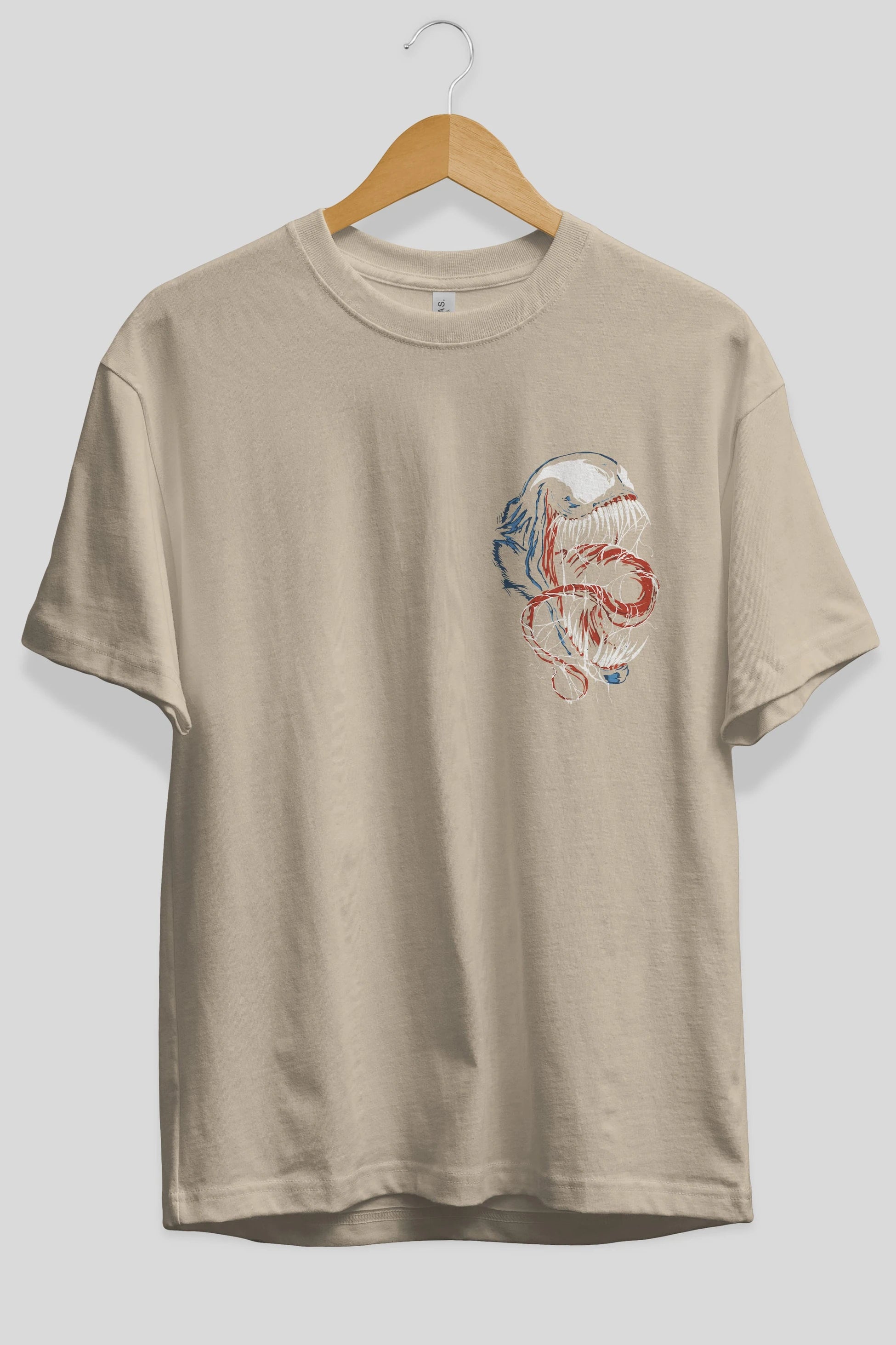 Venom (10) Ön Sol Baskılı Oversize t-shirt Erkek Kadın Unisex %100 Pamuk Bisiklet Yaka tişort