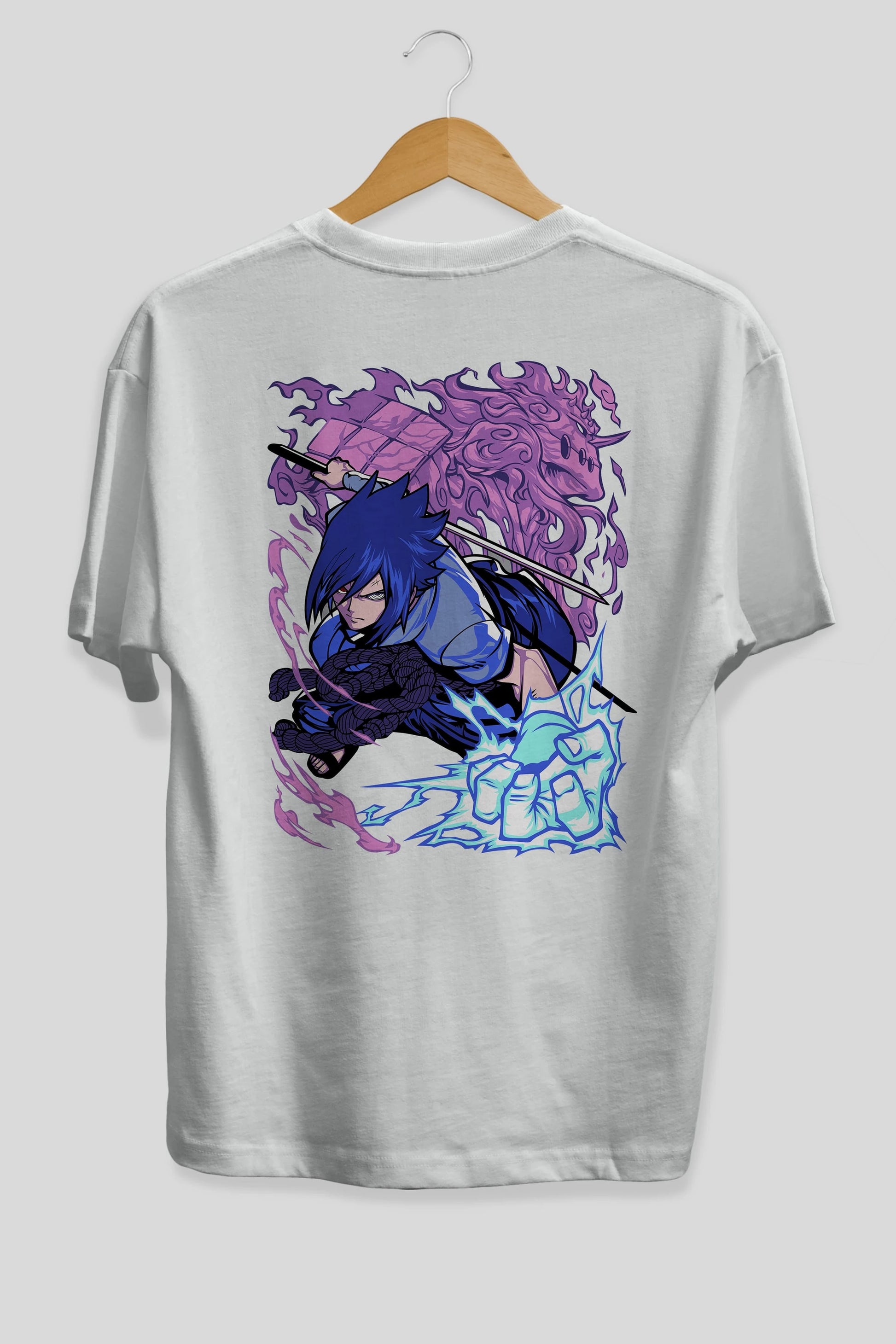 NARUTO SASUKE UCHIHA 2 Anime Arka Baskılı Oversize t-shirt Erkek Kadın Unisex