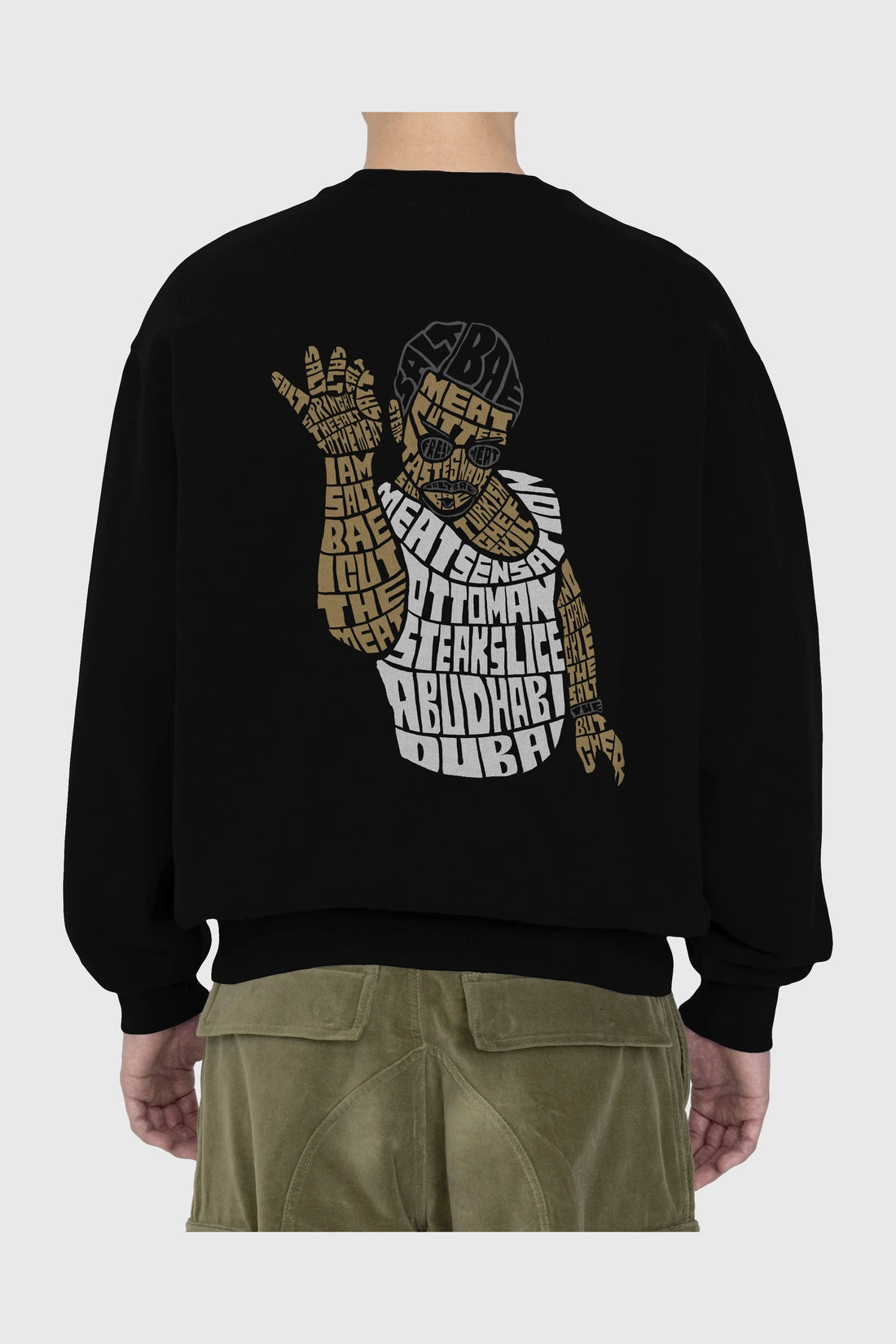 Salt Bae Arka Baskılı Oversize Sweatshirt Erkek Kadın Unisex