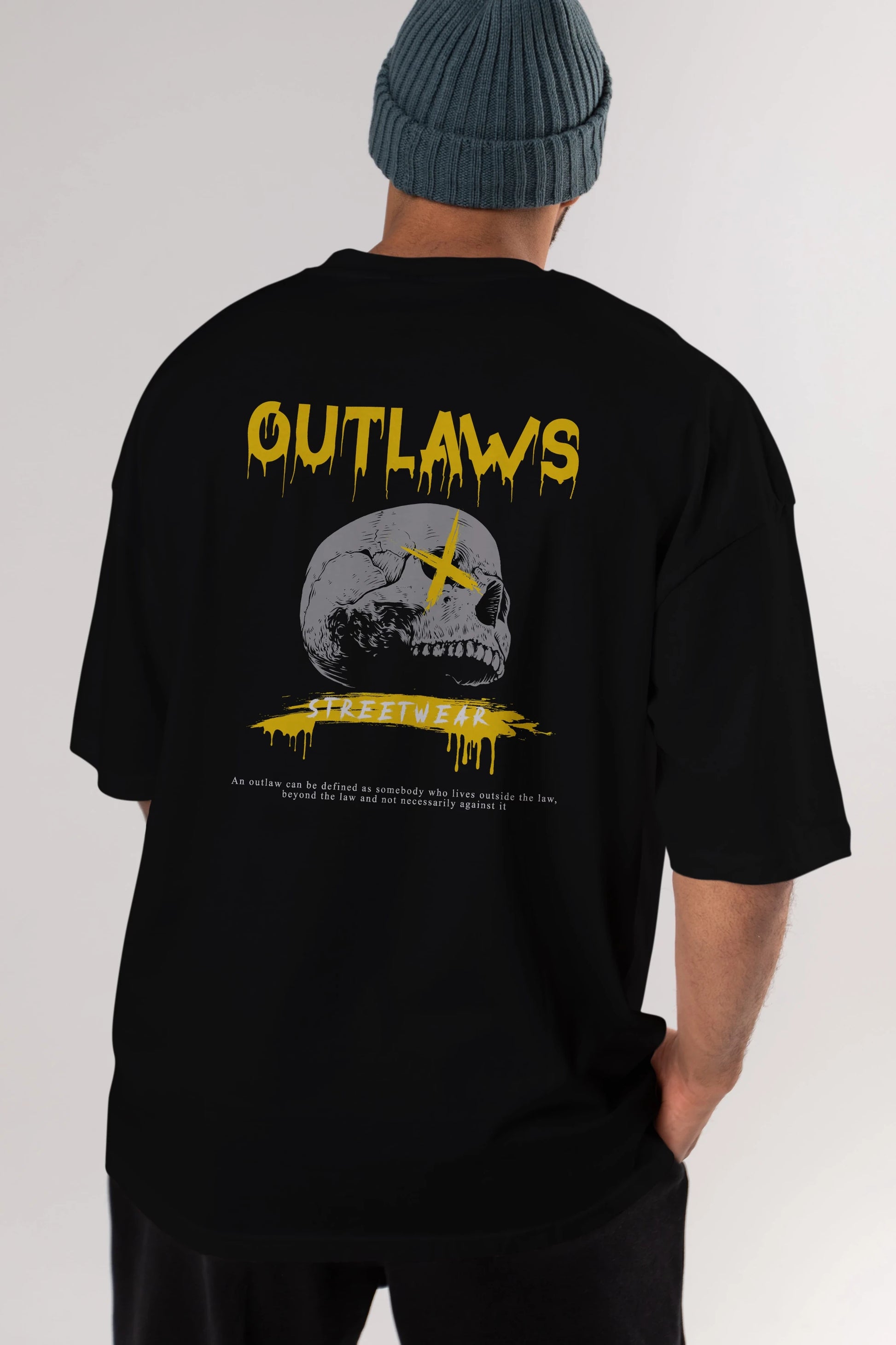 Outlaws Streetwear Arka Baskılı Oversize t-shirt Erkek Kadın Unisex