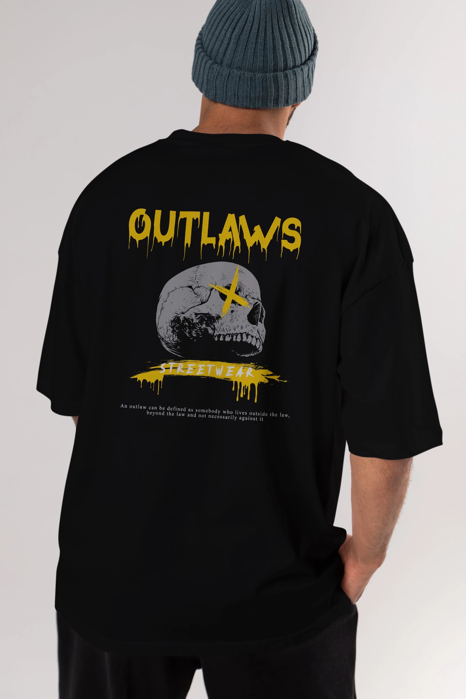 Outlaws Streetwear Arka Baskılı Oversize t-shirt Erkek Kadın Unisex