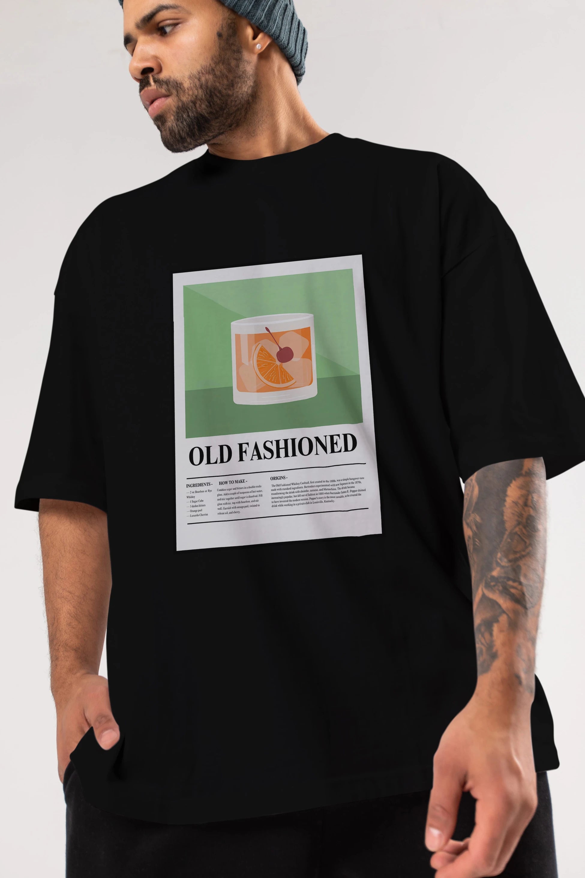 Old Fashioned Ön Baskılı Oversize t-shirt Erkek Kadın Unisex %100 Pamuk Bisiklet Yaka tişort