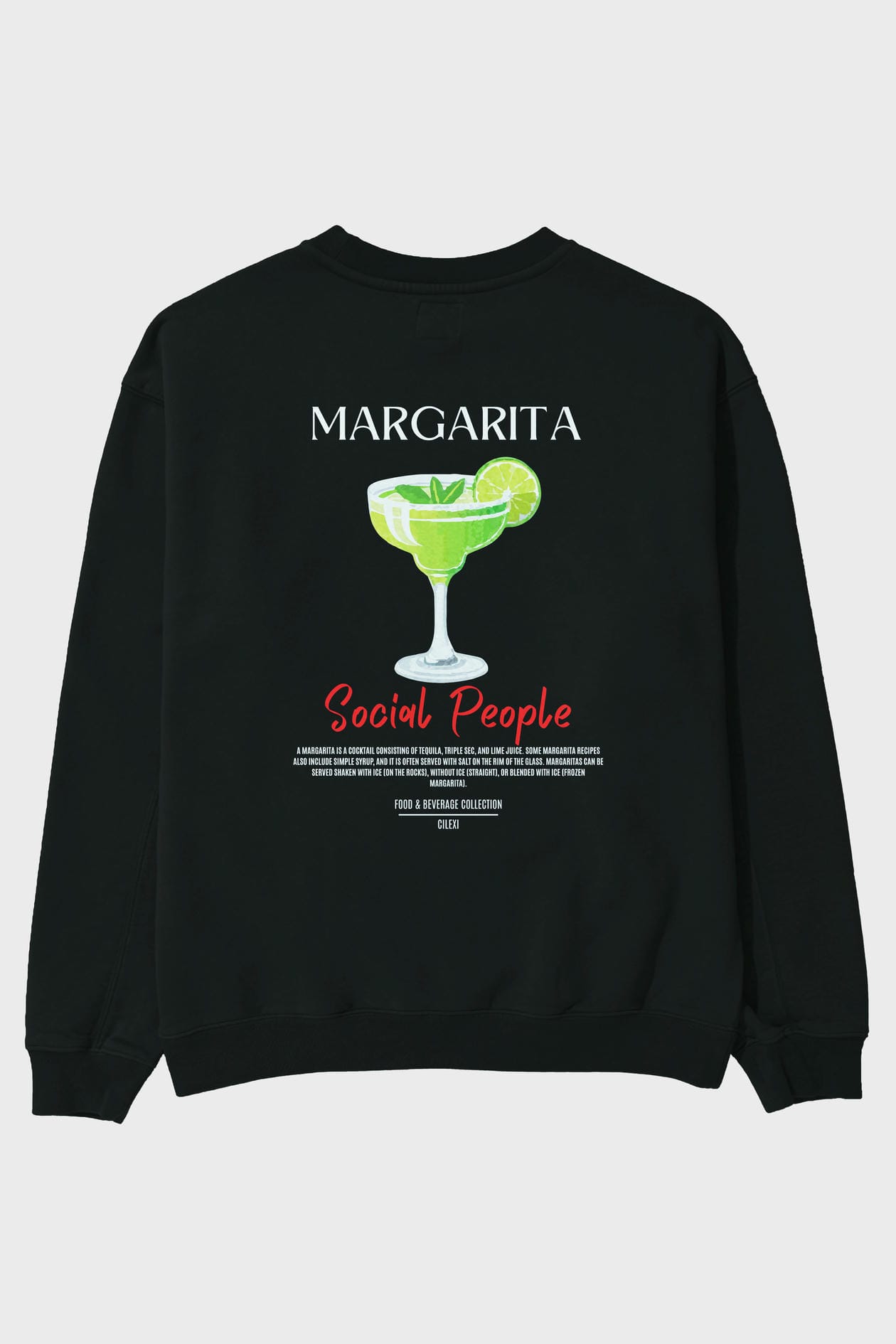 Margarita Arka Baskılı Oversize Sweatshirt Erkek Kadın Unisex