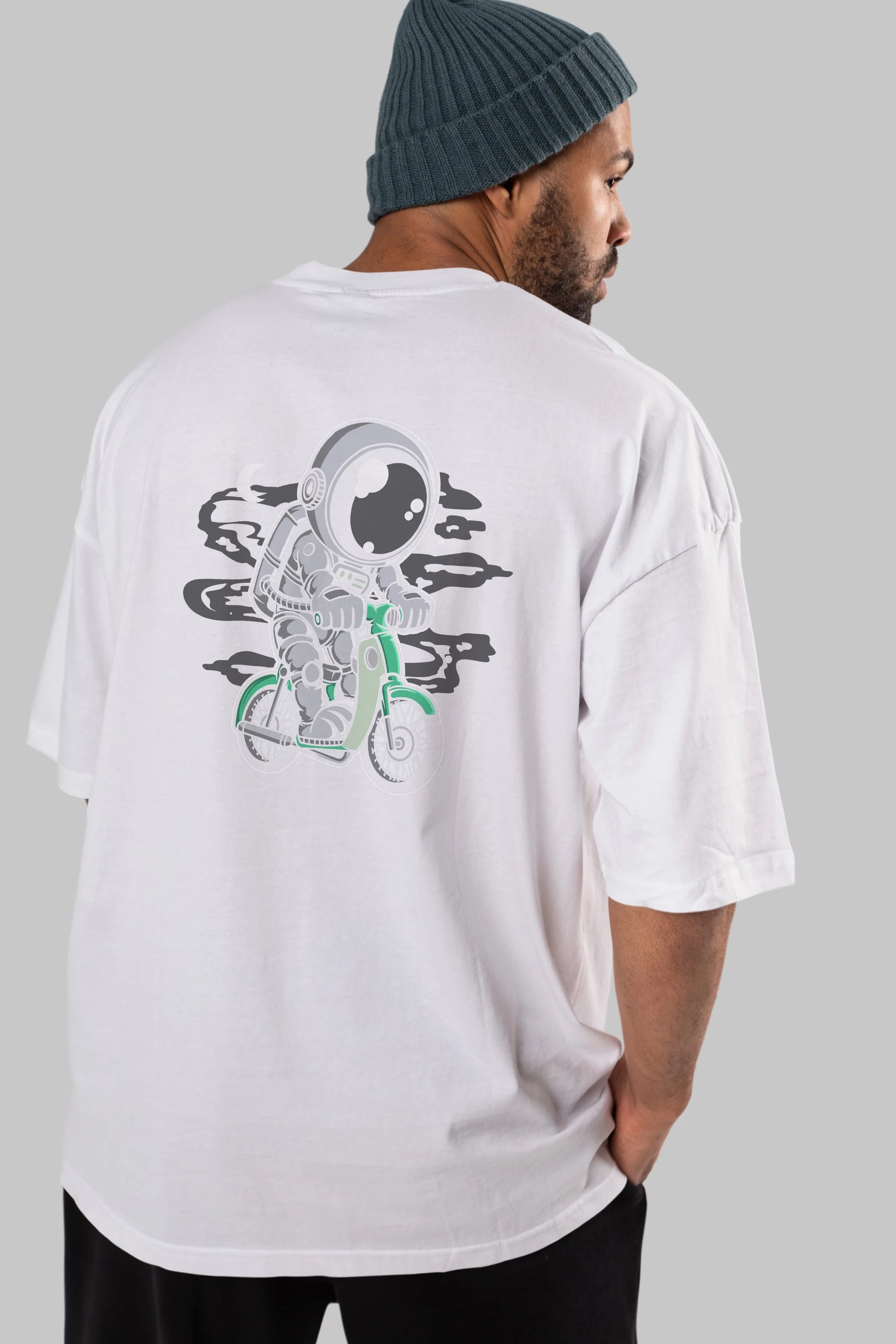 Astronaut Classic Motorbike Arka Baskılı Oversize t-shirt Erkek Kadın Unisex