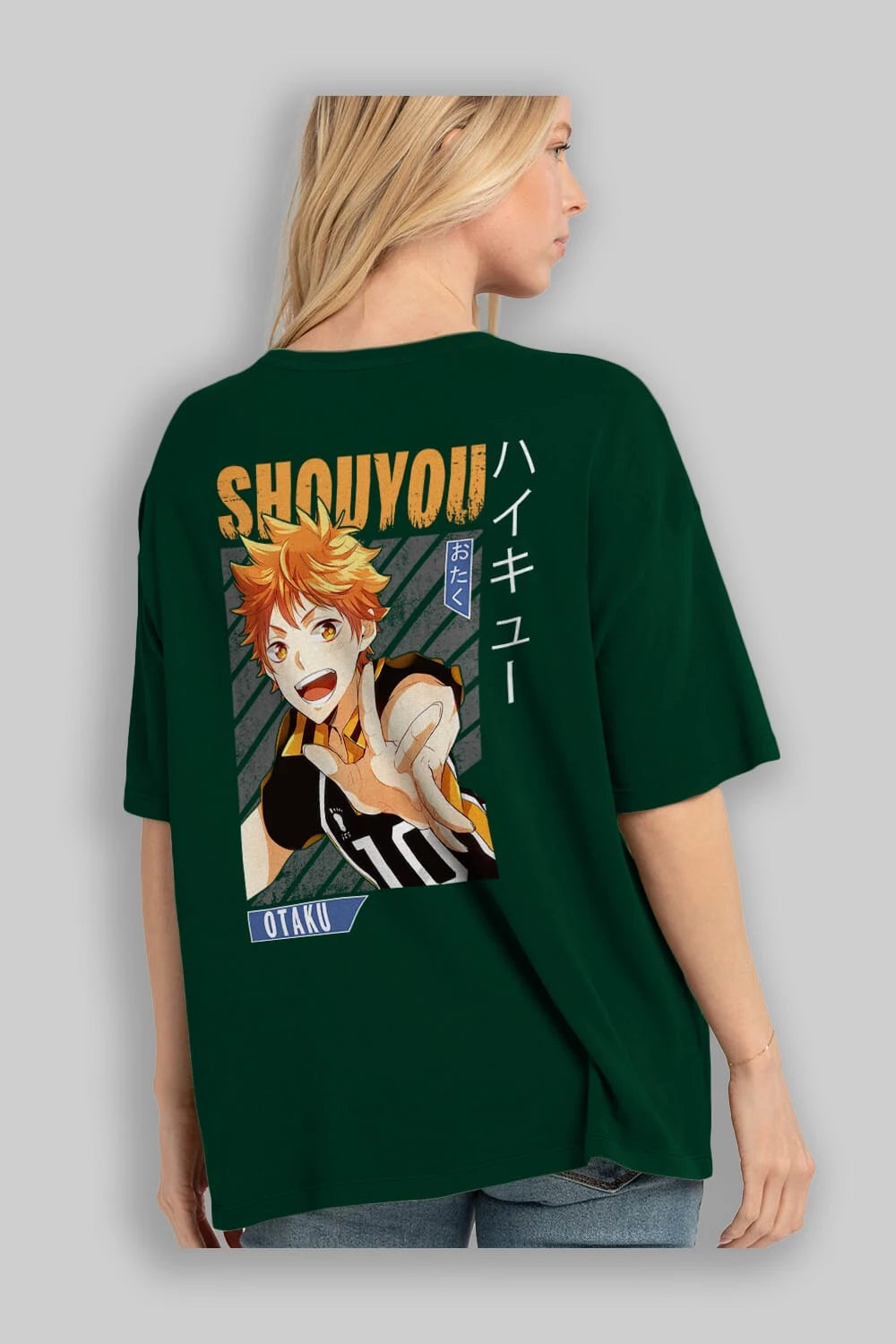 Shouyou Hinata 9 Anime Arka Baskılı Oversize t-shirt Erkek Kadın Unisex