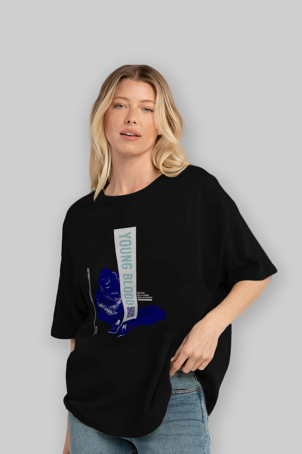 Young Blood Ön Baskılı Oversize t-shirt Erkek Kadın Unisex