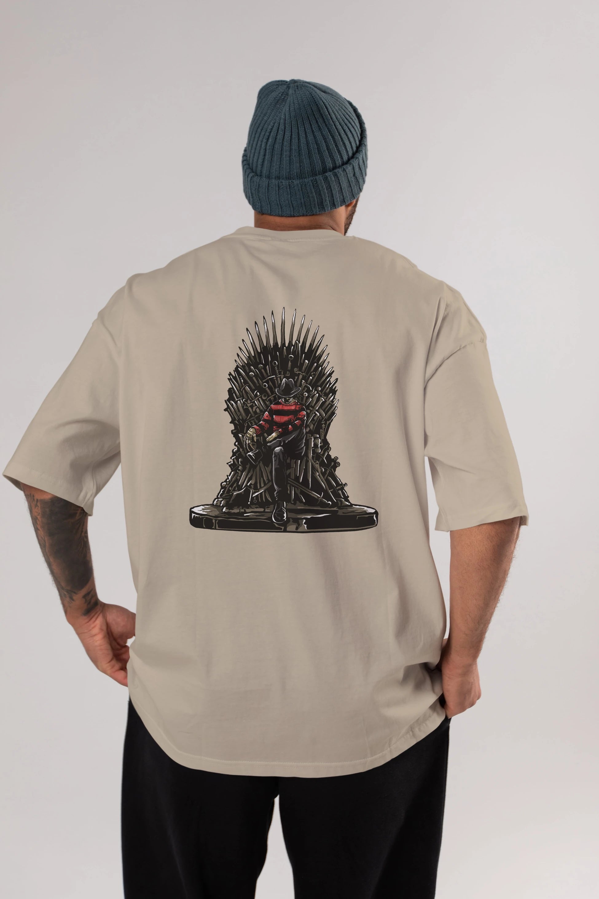 Nightmare Throne Arka Baskılı Oversize t-shirt Erkek Kadın Unisex %100 Pamuk