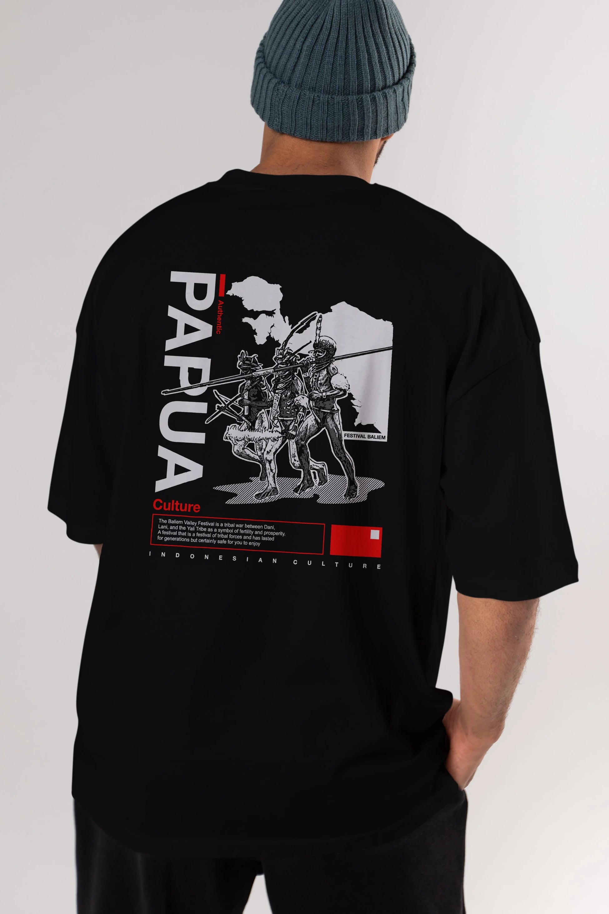 Papua Culture Arka Baskılı Oversize t-shirt Erkek Kadın Unisex